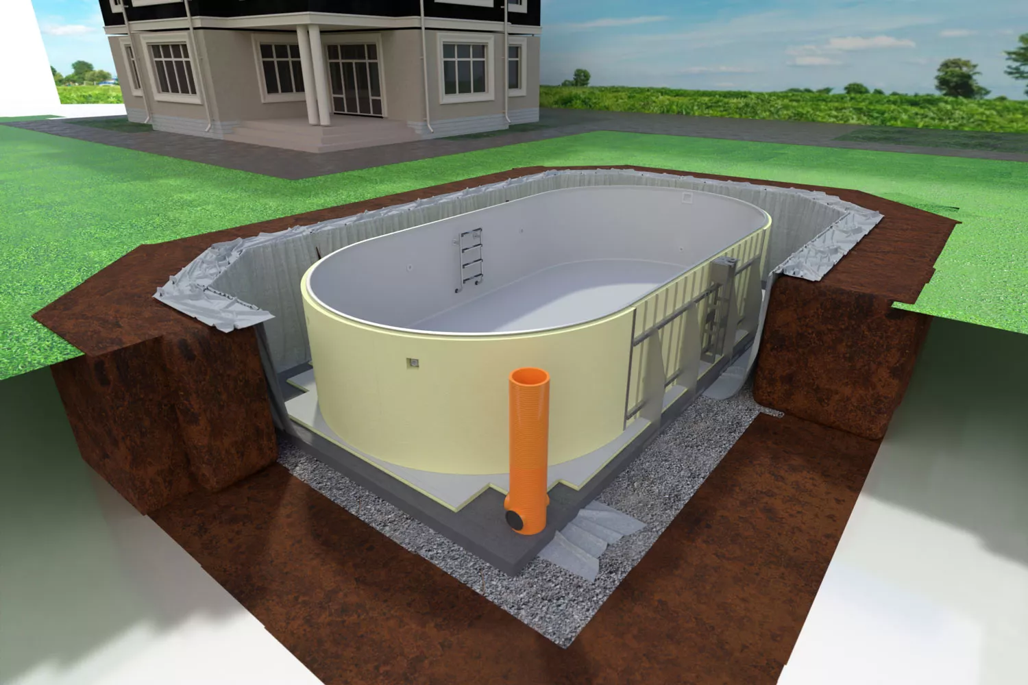 ConZero Komplettset für Ovalpools - 3,50 x 7,00 x 1,50 m