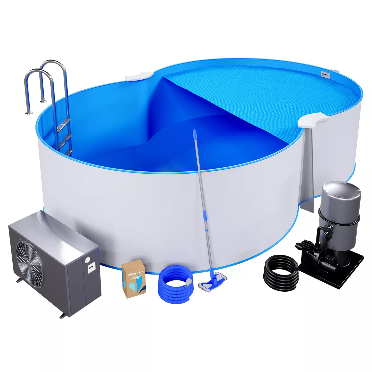 Studio-Achtform-Eingelassen-Premium-Blau-HQ-001 Stahlwandpool Komplettset Premium Achtform Blau
