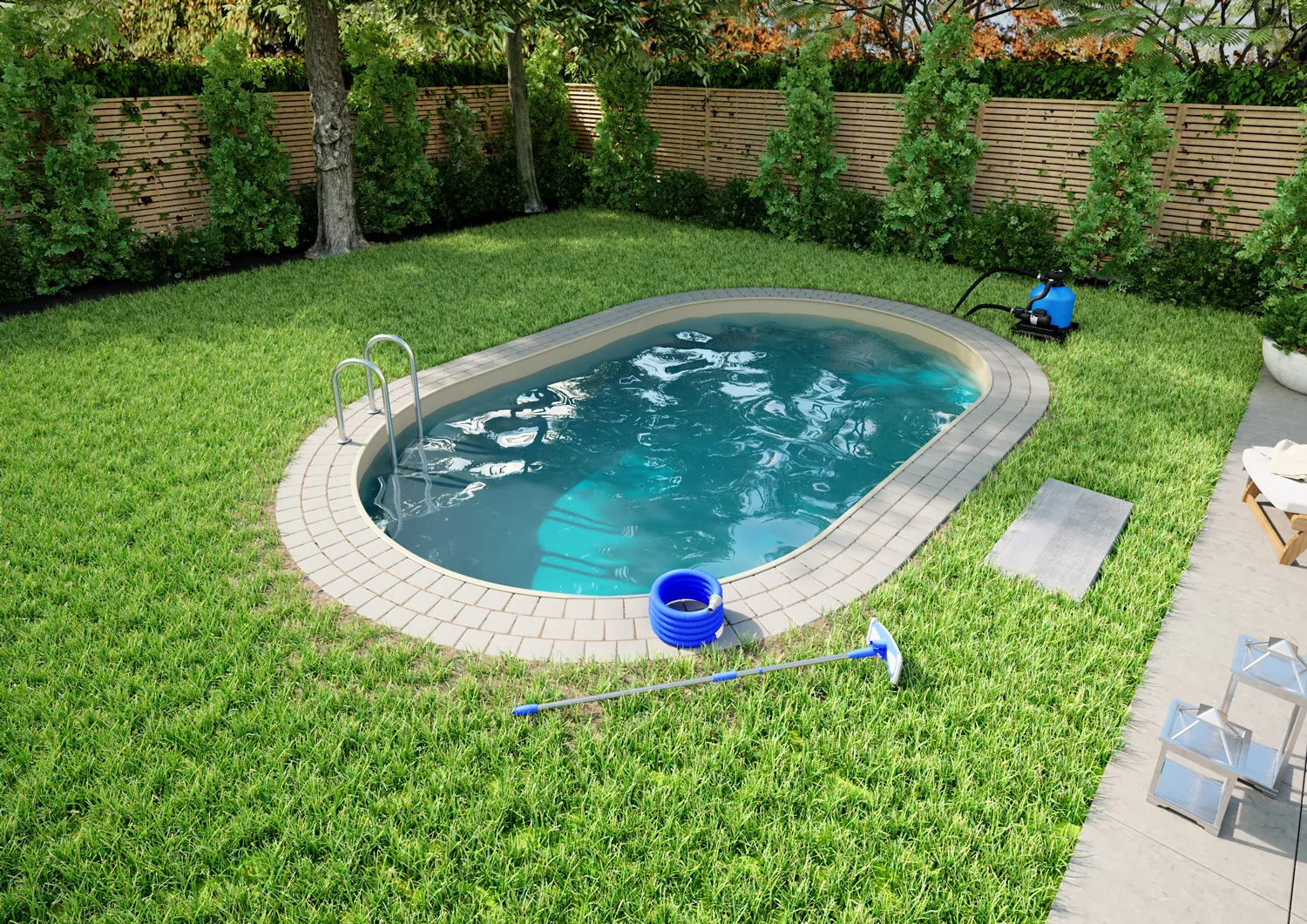 Stahlwandpool Komplettset Comfort Oval Sand 0,8mm - 3,20m x 5,25m x 1,50m