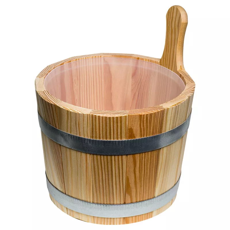 Aufguss Kübel 5 L Lärche Saunakübel mit Kunststoff Einsatz