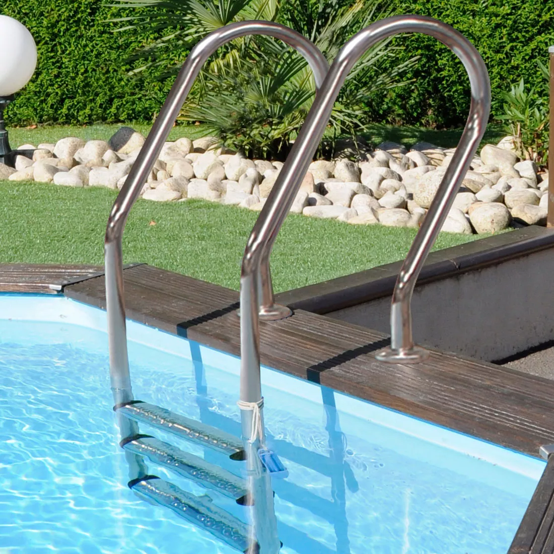 gre-holzpool-komplettset-rechteckig-poolleiter Gre Marbella 2 Holzpool Komplettset Rechteckig Blau - 420 x 270 x 117 cm
