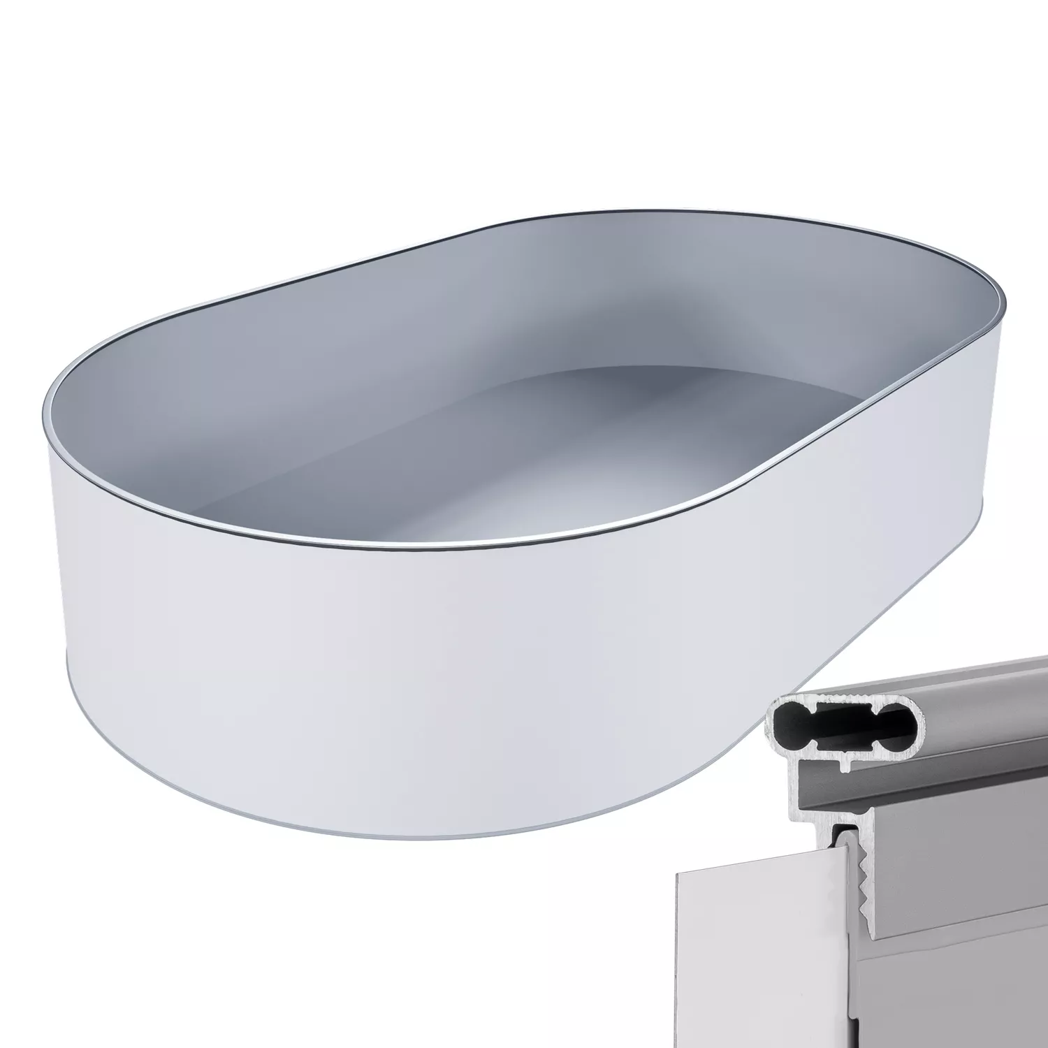 Stahlwandpool Oval Grau mit Alu Handlauf - 3,60 m x 7,37 m x 1,20 m