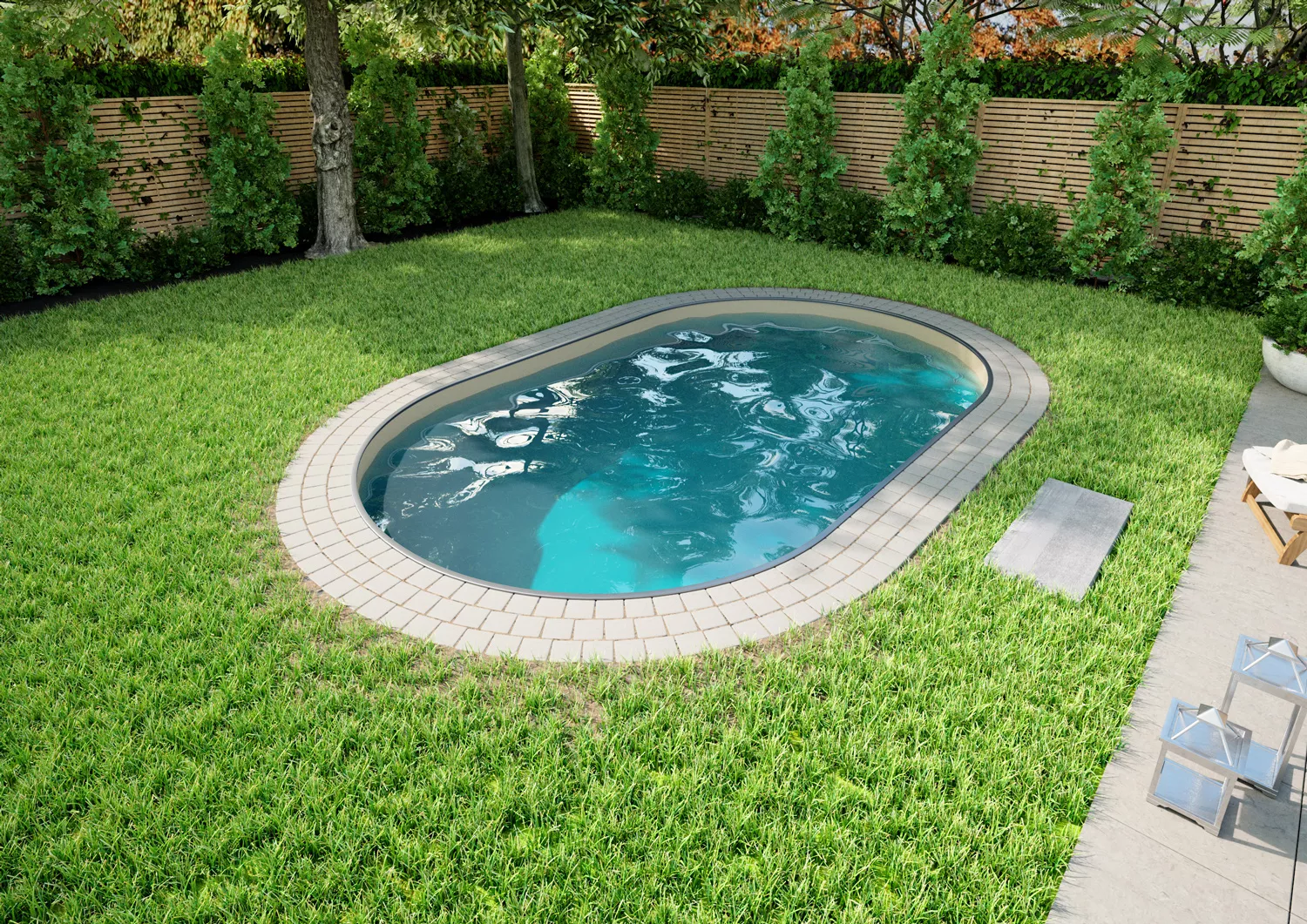 Stahlwandpool Oval Sand mit Alu Handlauf - 3,20 m x 5,25 m x 1,50 m