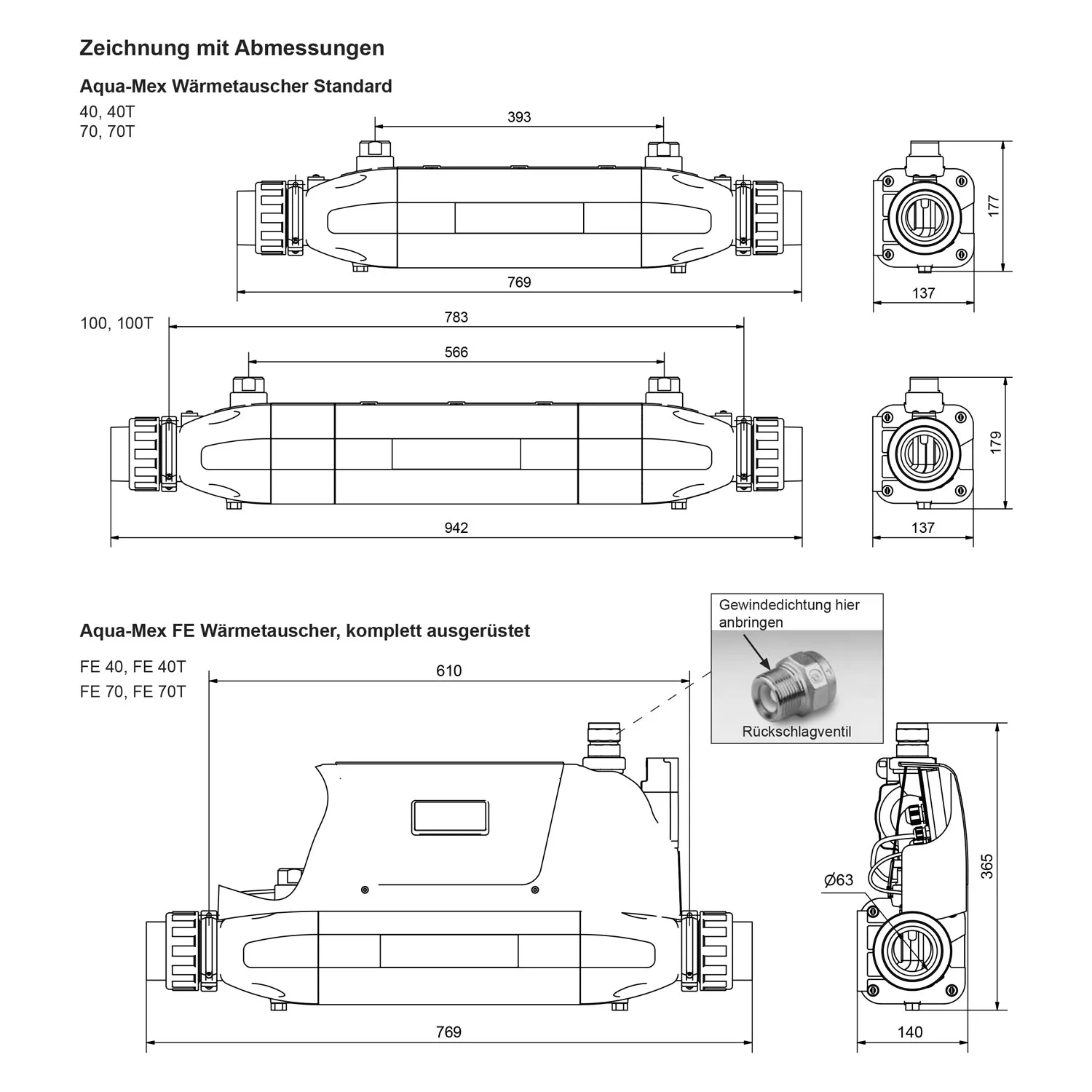 mex-elektroheizer-kunststoff-pahlen-abmessungen Pahlen Aqua MEX Edelstahl-Wärmetauscher Vollausstattung - 40 kW