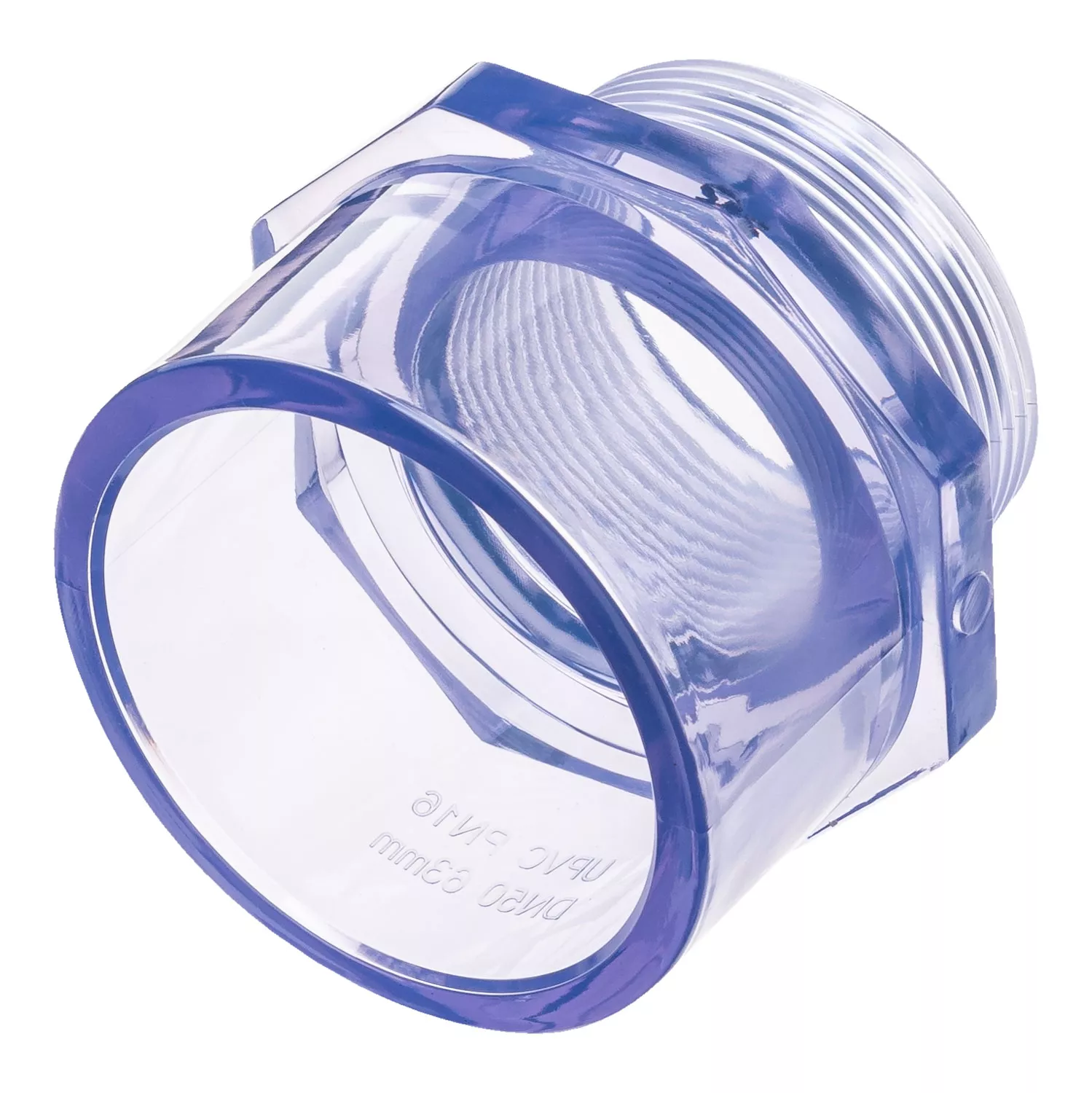 PVC-Reduktionsnippel-transparent-2 PVC Reduktionsnippel transparent - d 50 x 1 1/2 Zoll IG