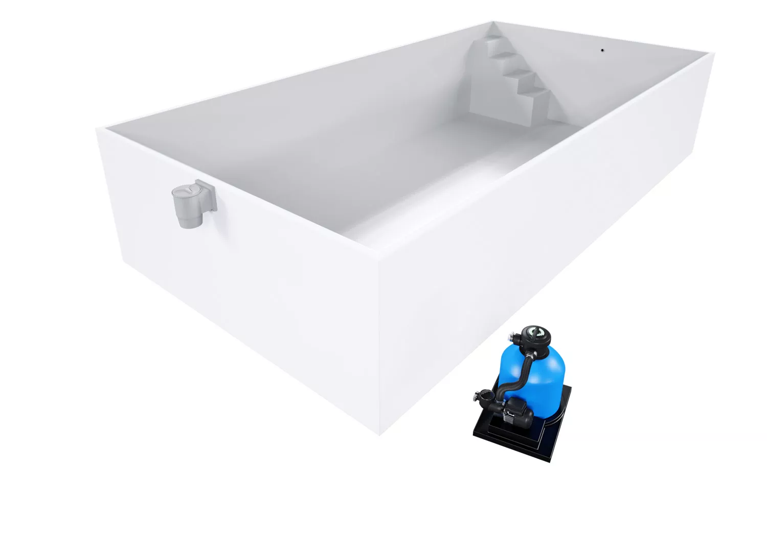Isotherm-Pool Komplettset Basic hellgrau mit Ecktreppe Variofit
