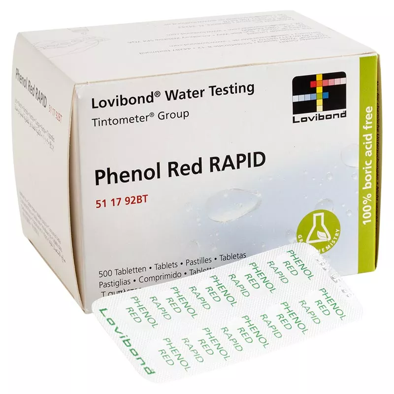 Pastilles Réactives PHENOL RED Pour Pooltester - Boîte De 100 Tests PH - Offert : 10 Bandelettes Test HPS 6 En 1 (chlore, Alcalinité, Etc.)