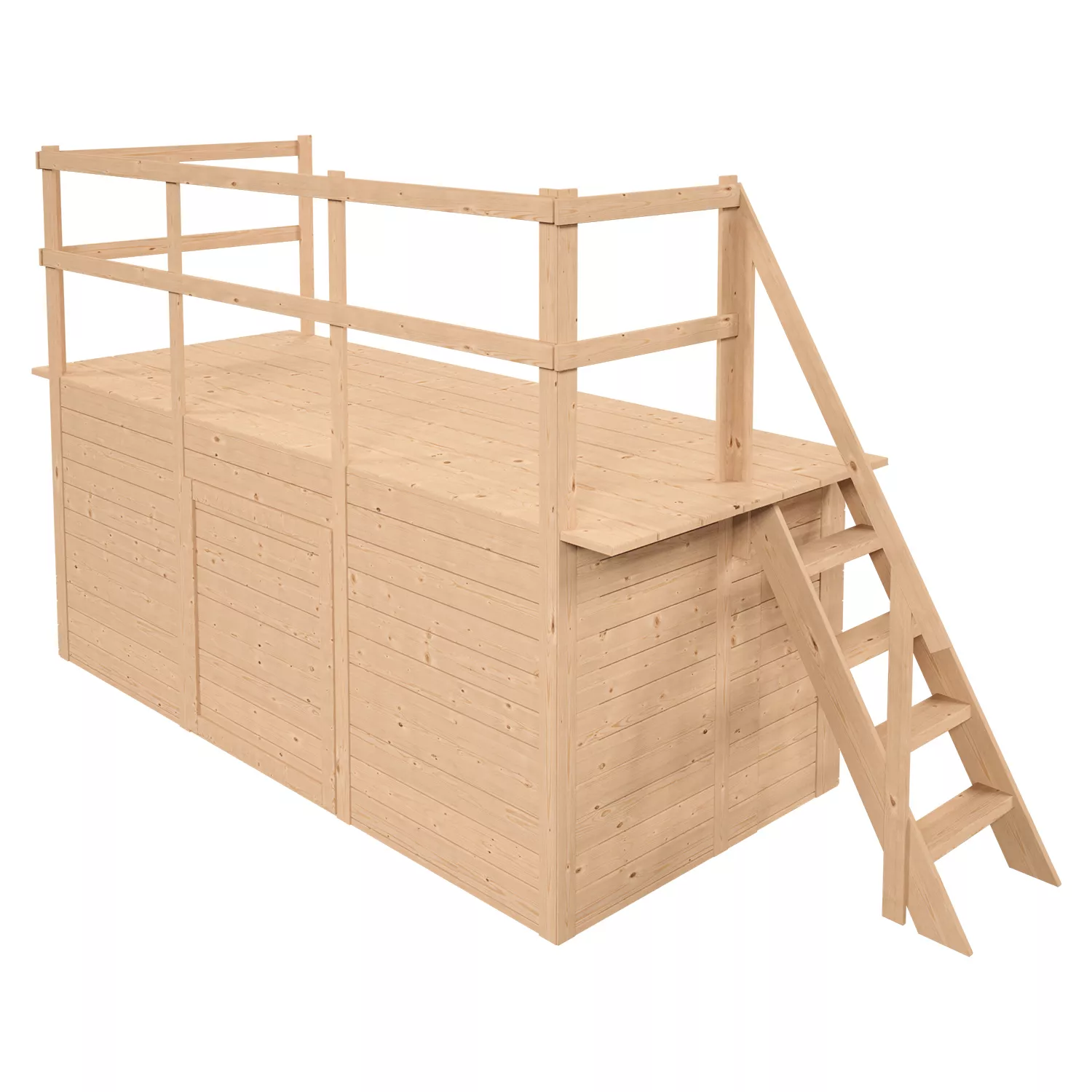 Holzpool Rechteckig Sonnendeck Front 