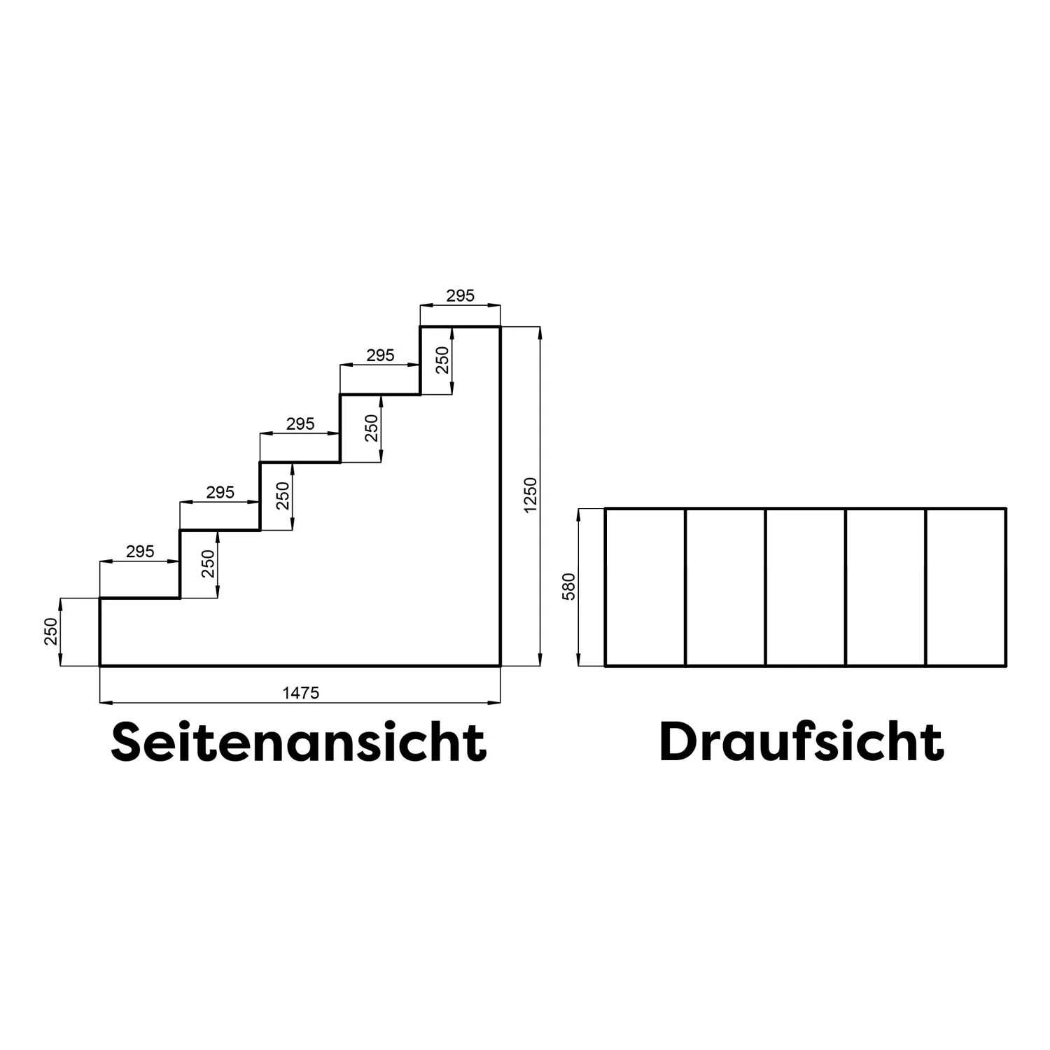 Pooltreppe Variofit 5-stufig - 147,5 x 58 x 125 cm
