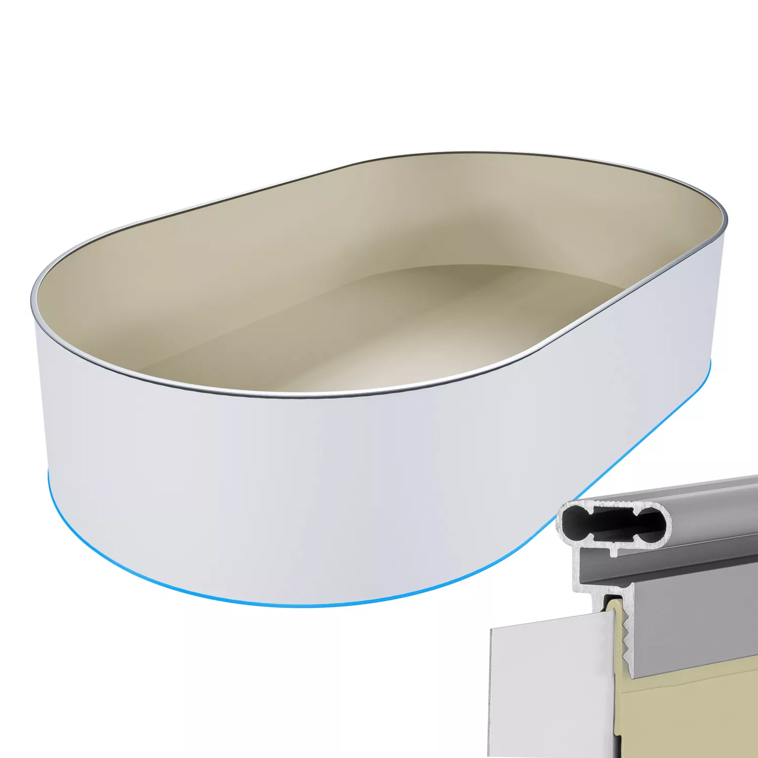 Stahlwandpool Oval Sand mit Alu Handlauf - 3,20 m x 5,25 m x 1,50 m