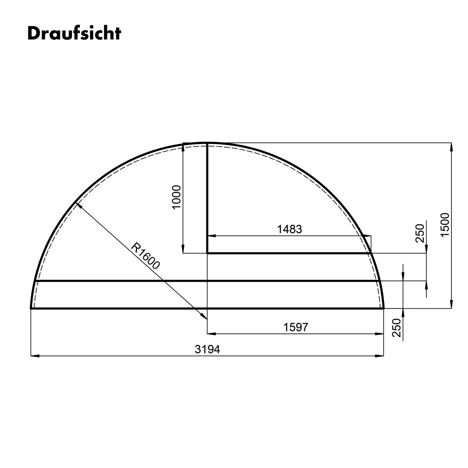 Trendstone Pooltreppe für Rund- Oval- Achtformbecken - 3,20 m - 1,20 m