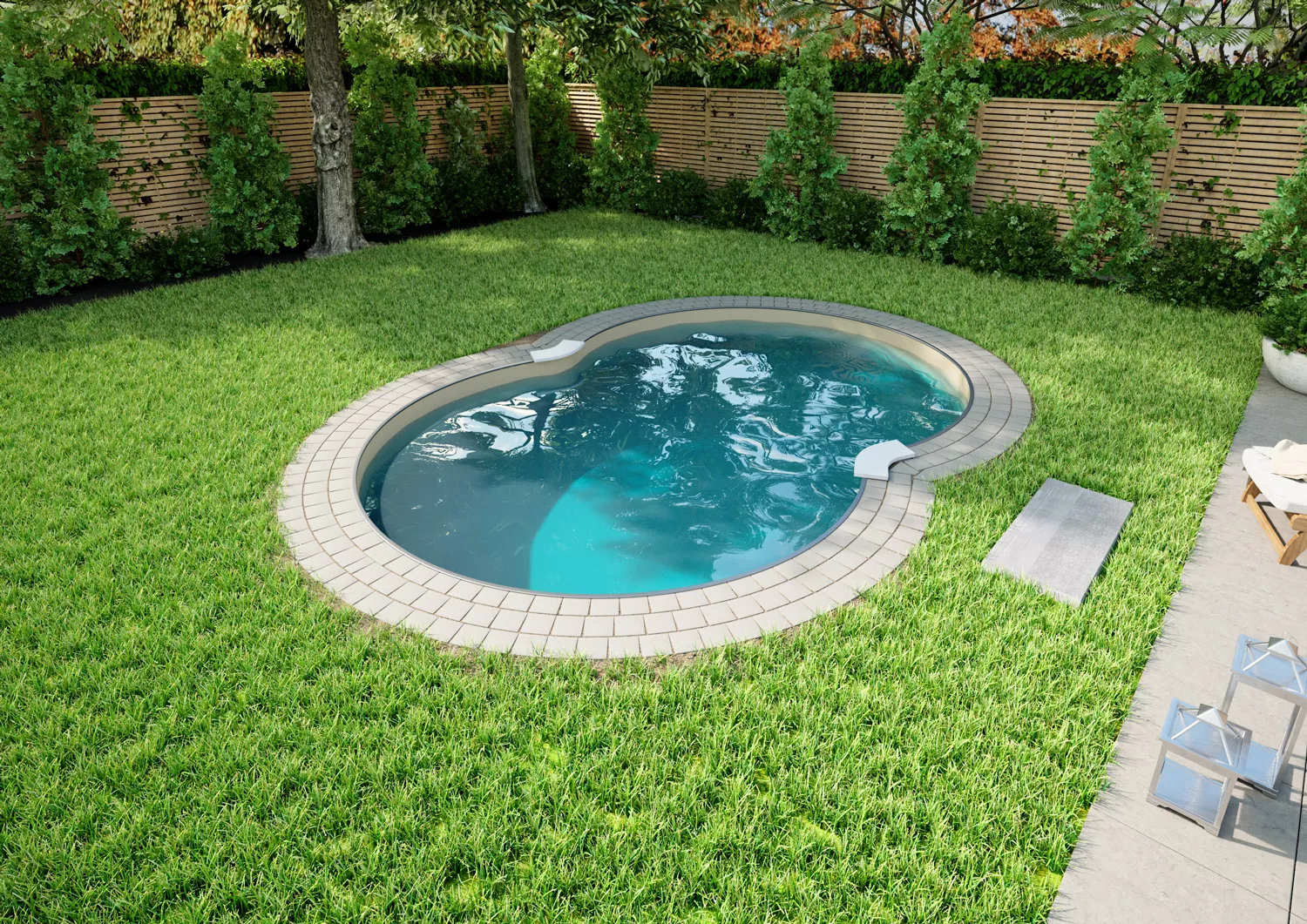 Stahlwandpool Achtform Sand mit Alu Handlauf - 3,20 m x 5,25 m x 1,20 m