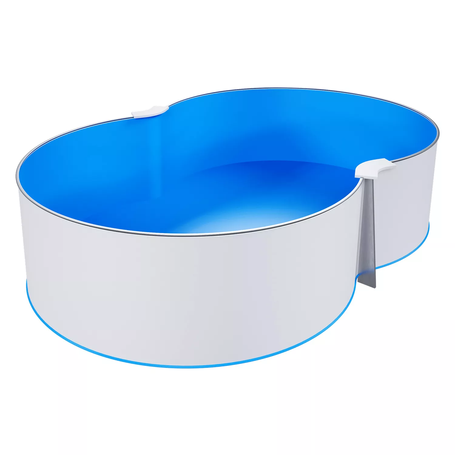 Stahlwandpool Achtform Blau mit Alu Handlauf - 3,60 m x 6,25 m x 1,50 m