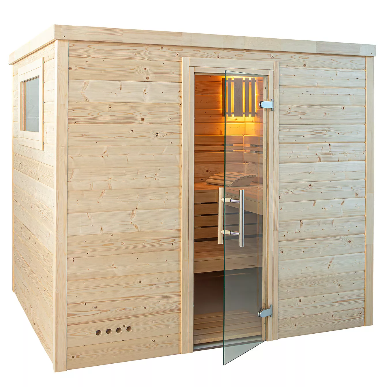 new-holzmanufaktur-karat-8 Blockbohlensauna Karat 4-Eck mit Eckpfosten