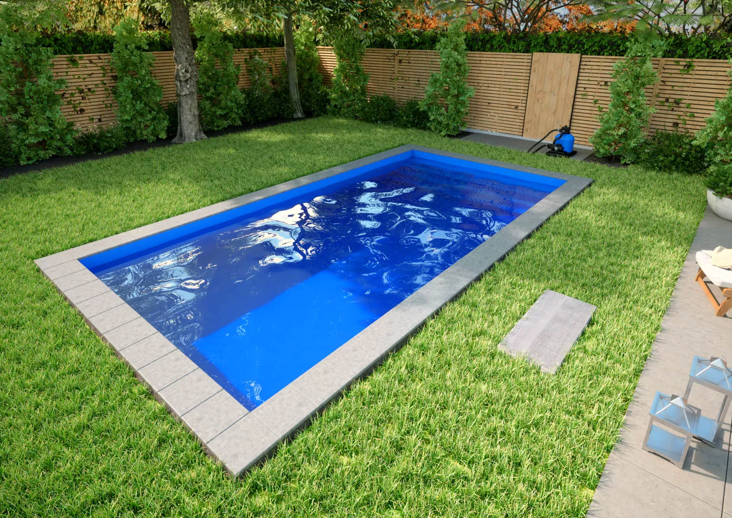 Isotherm-Pool Komplettset Basic blau mit Treppe Colossos - 300 x 600 x 150 cm