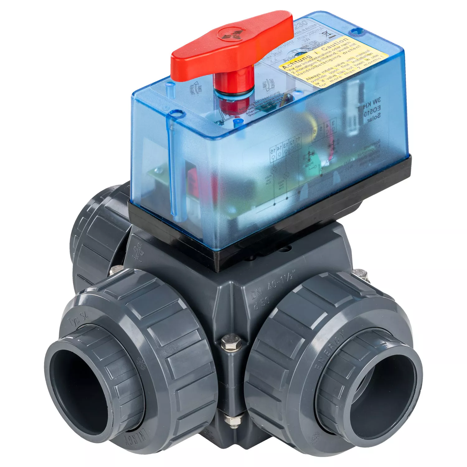 Dreiwege - Kugelhahn d 50 mm mit Stellantrieb 230V 