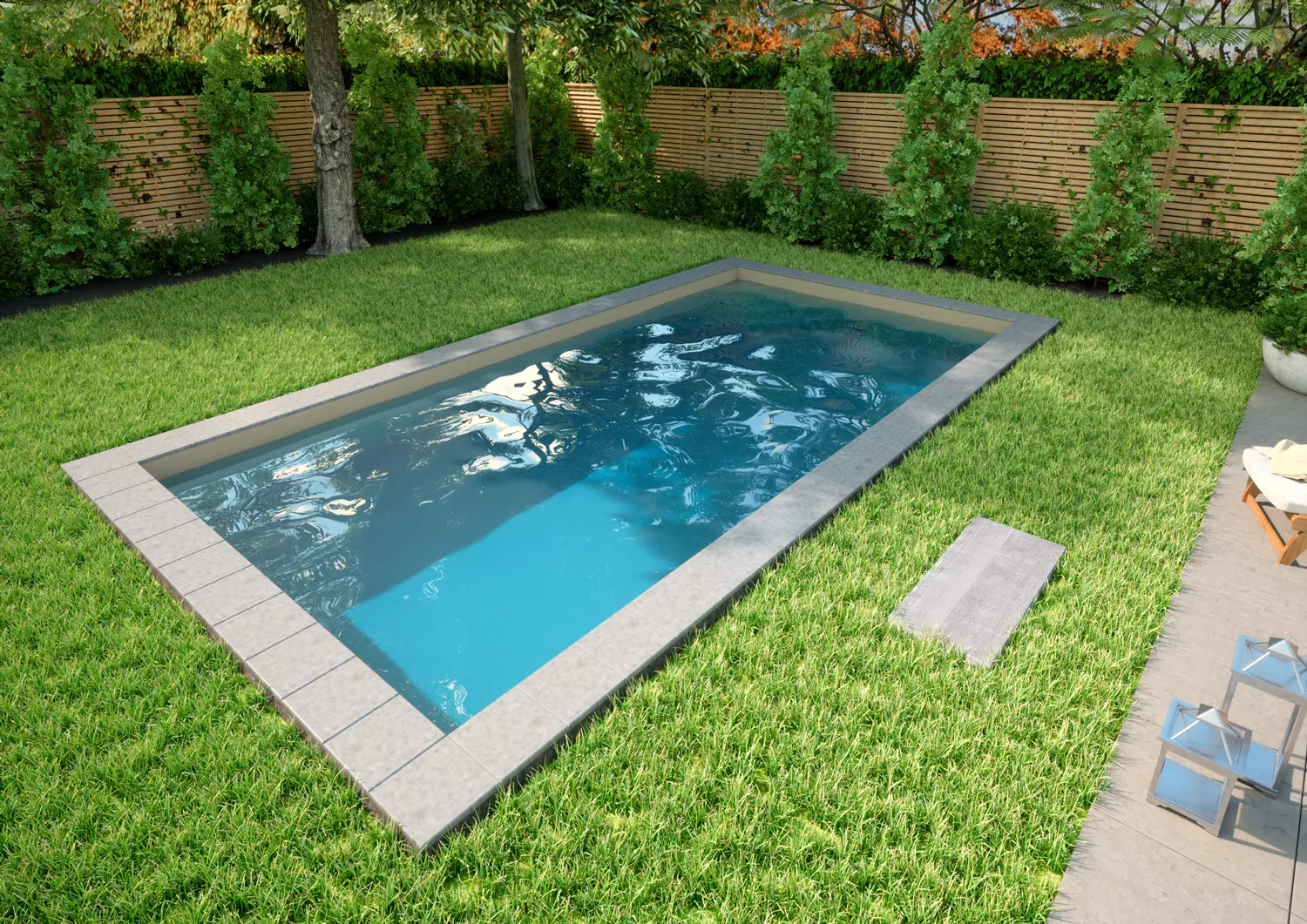Styroporpool Sand mit seitlicher Treppe Oblique 