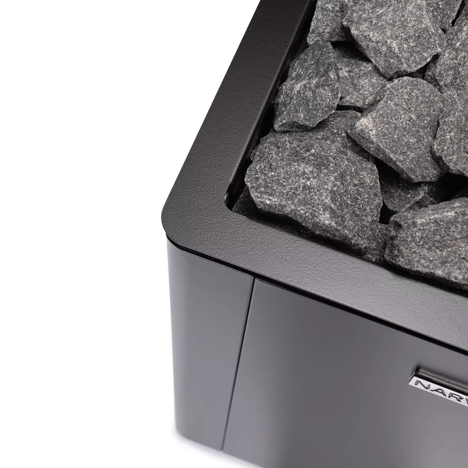 narvi-ultra-schwarz-saunaofen-ohne-steuerung-oben-nah Narvi Ultra Saunaofen - 12 kW