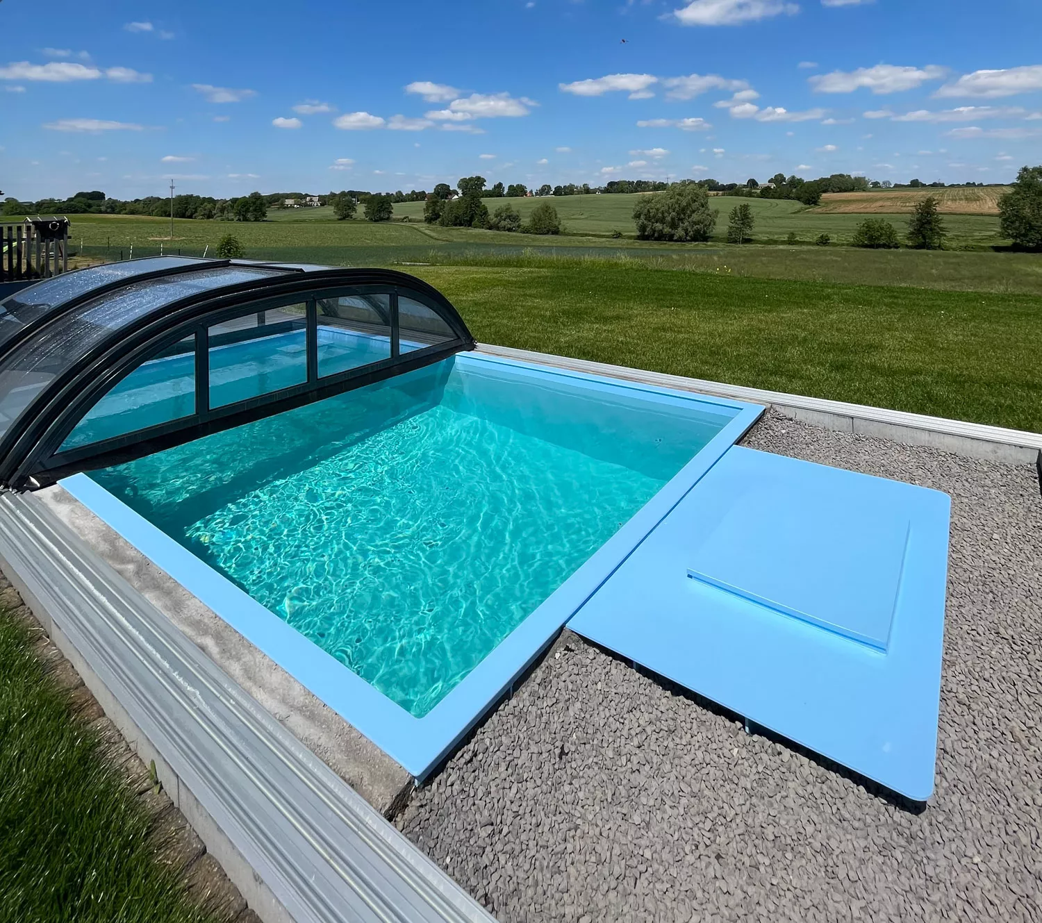 PP-Pool Komplettset Premium Blau mit Horizon-Überdachung - 8,00 x 3,00 x 1,36 m