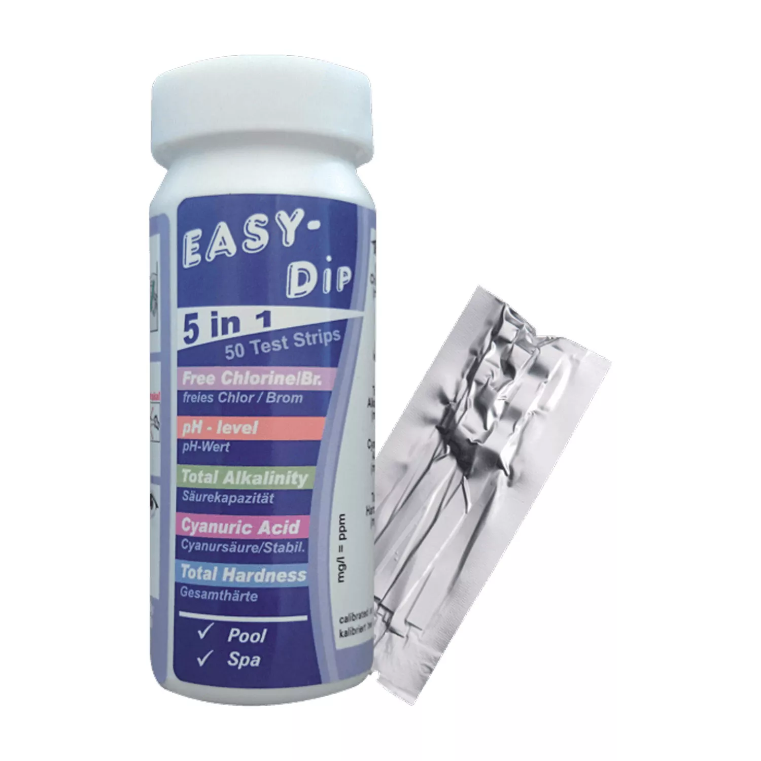 Water-I.D. Easy-Dip Teststreifen pH, Chlor, Brom, Gesamthärte, CyA und Gesamtalkalinität
