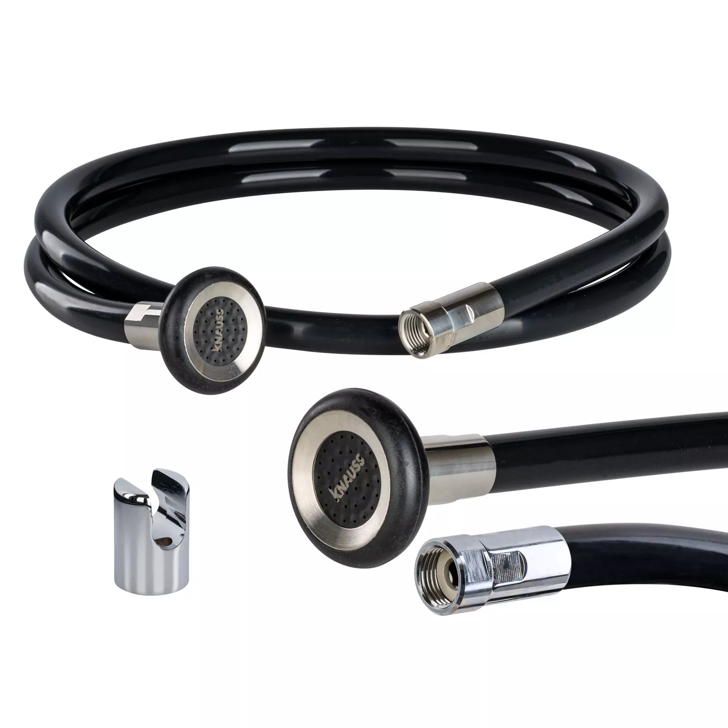 Knauss Kneippschlauch schwarz gummierte Siebstrahldüse inkl. Halterung - 2m