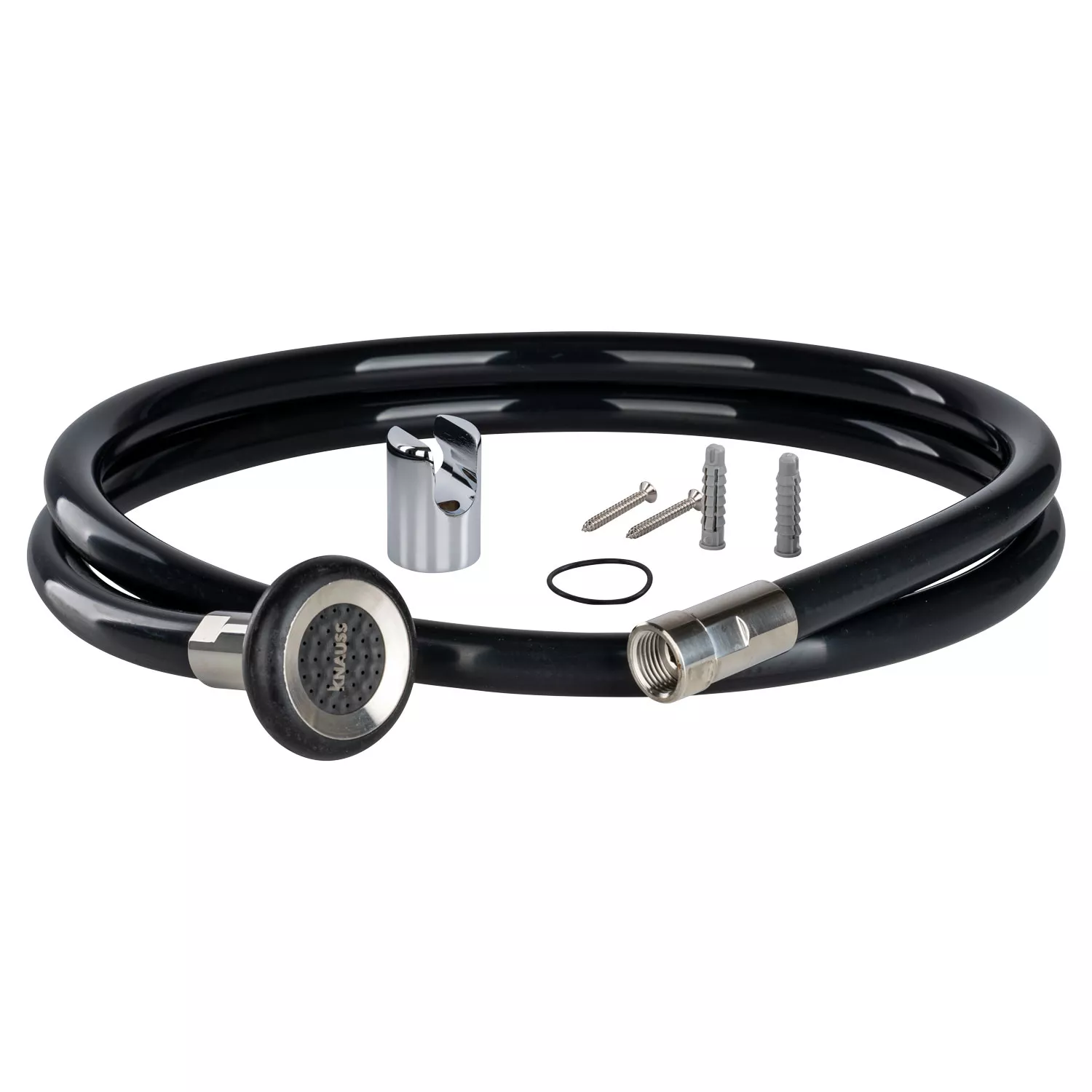 Knauss Kneippschlauch schwarz gummierte Siebstrahldüse inkl. Halterung - 2m