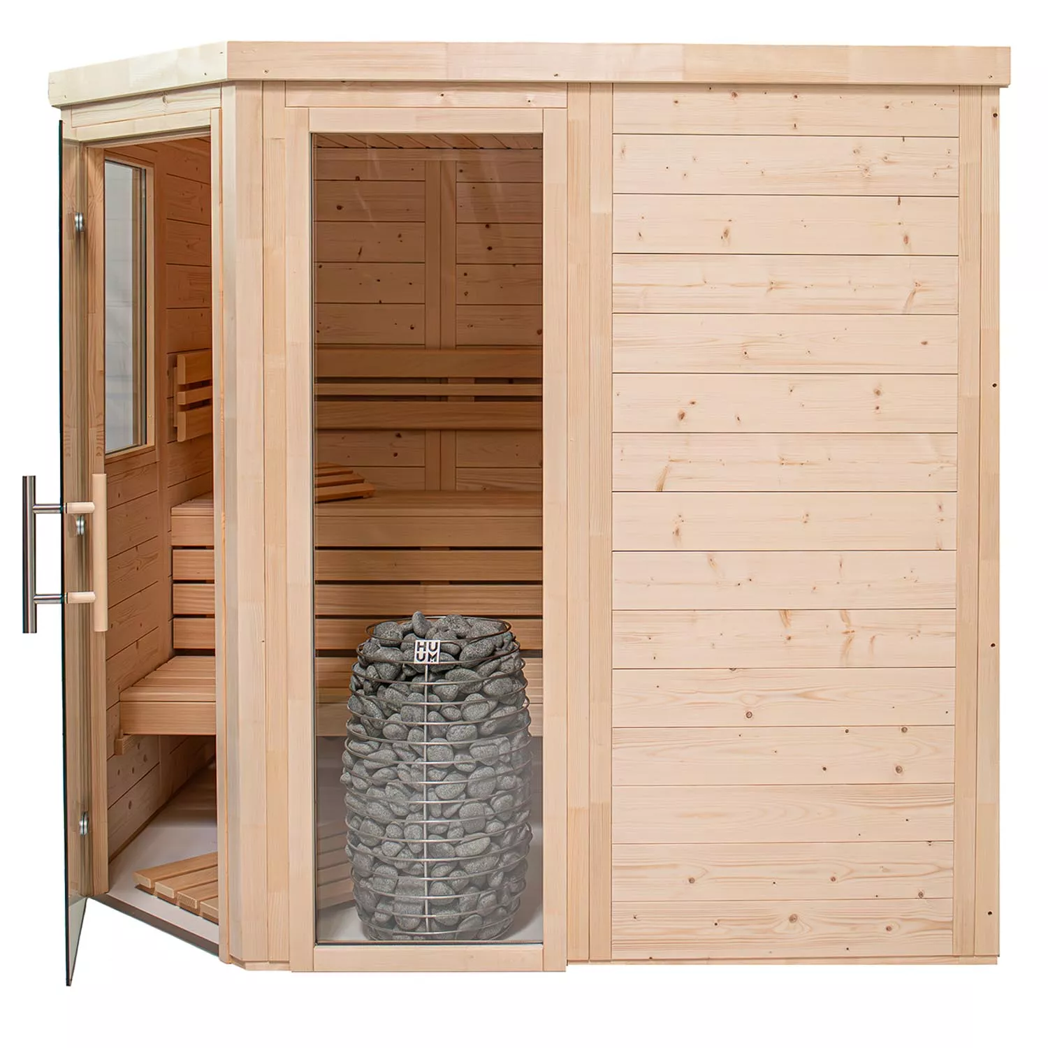 Blockbohlensauna Brillant 5-Eck 1.99x1.99 m 