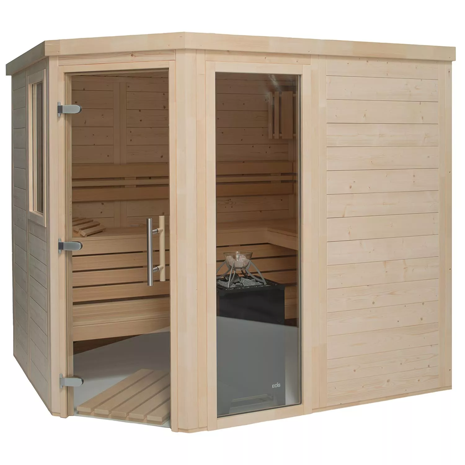 Blockbohlensauna Brillant 5-Eck 1.99x1.99 m 