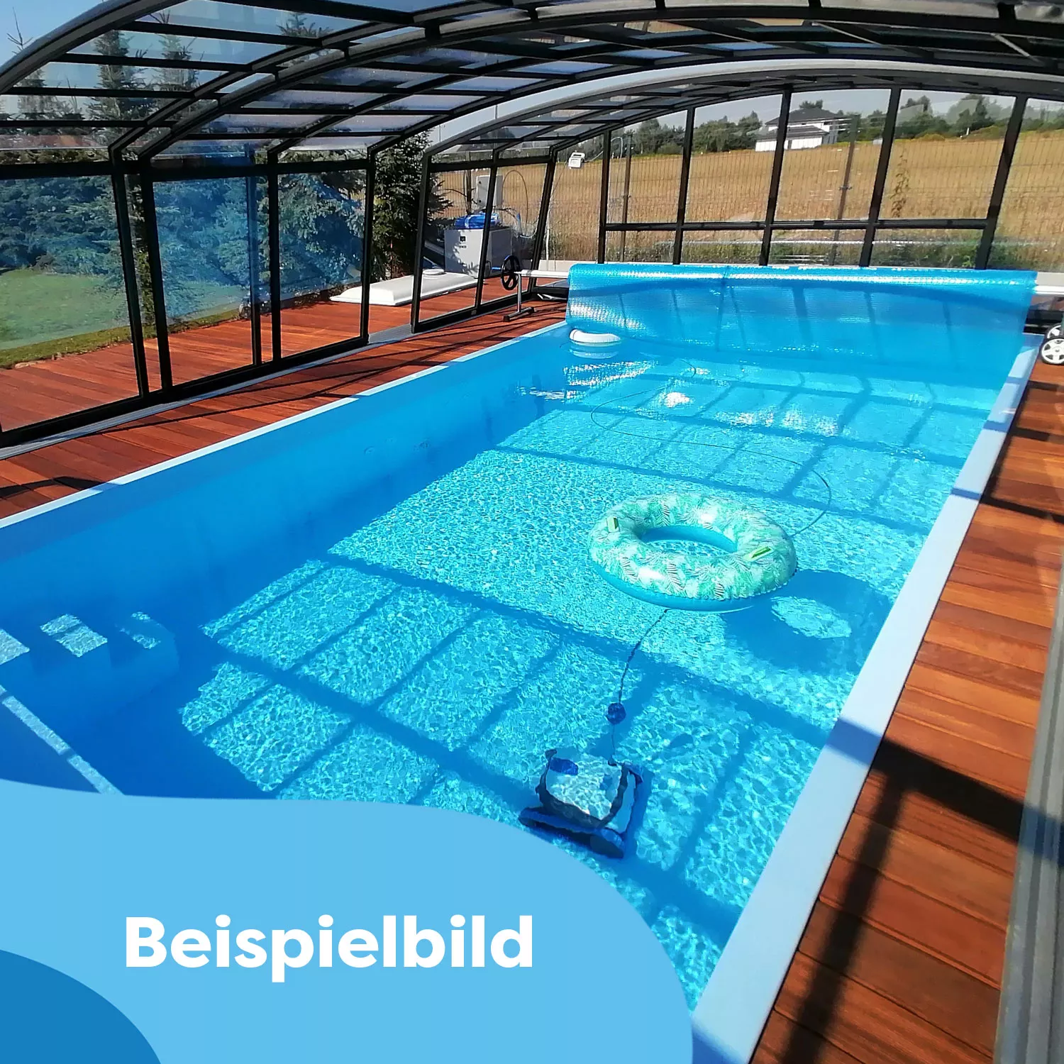 PP-Pool Komplettset Premium Blau mit Horizon-Überdachung - 8,00 x 3,00 x 1,36 m