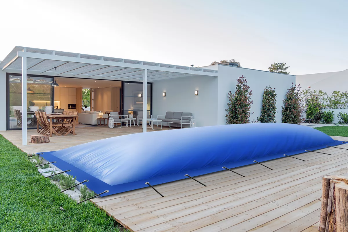 Aufblasbare Poolabdeckung Rechteckbecken blau 
