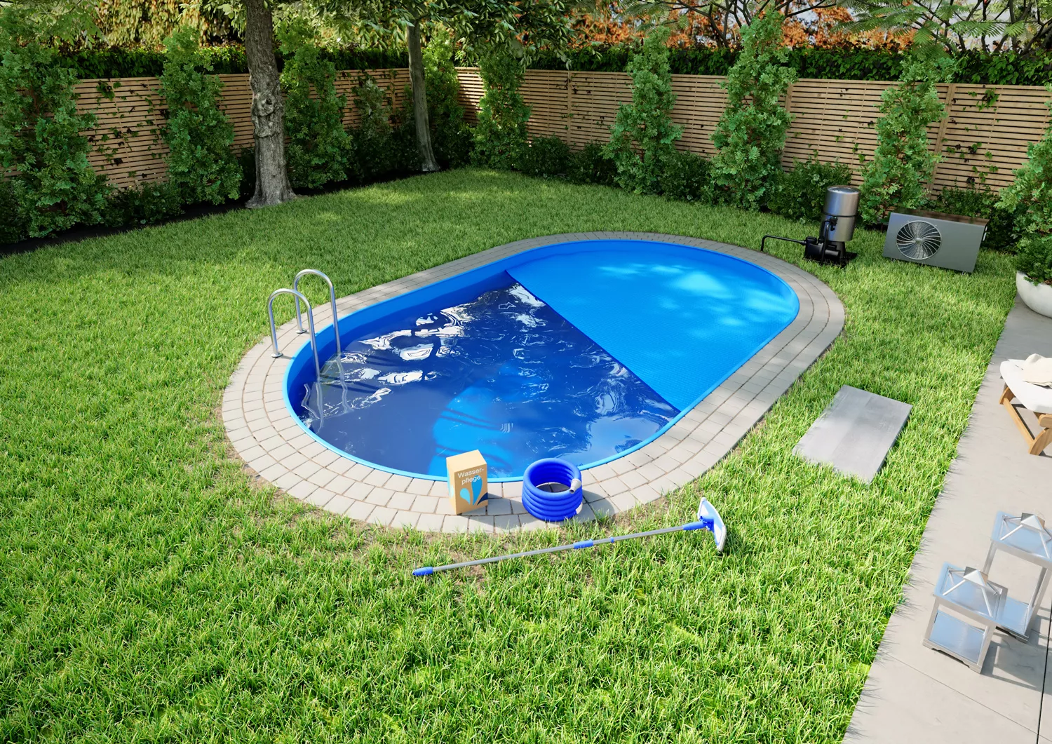 Stahlwandpool Komplettset Premium Oval Blau 0,8mm - 4,00m x 10,00m x 1,20m