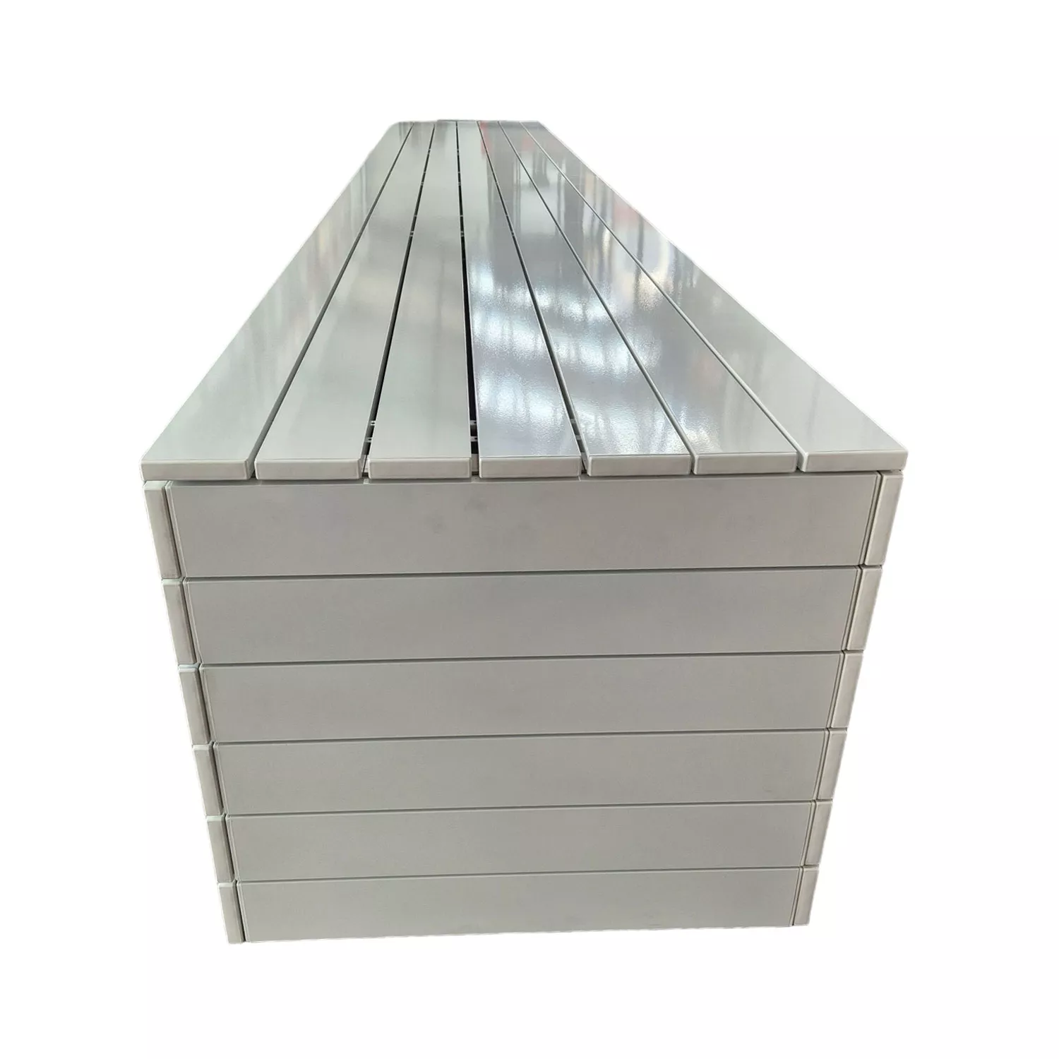 alu-box-seite Poolpowershop Aufrollvorrichtung für Poolrolladen - 3,00 m Breite, Silbergrau Aluminium