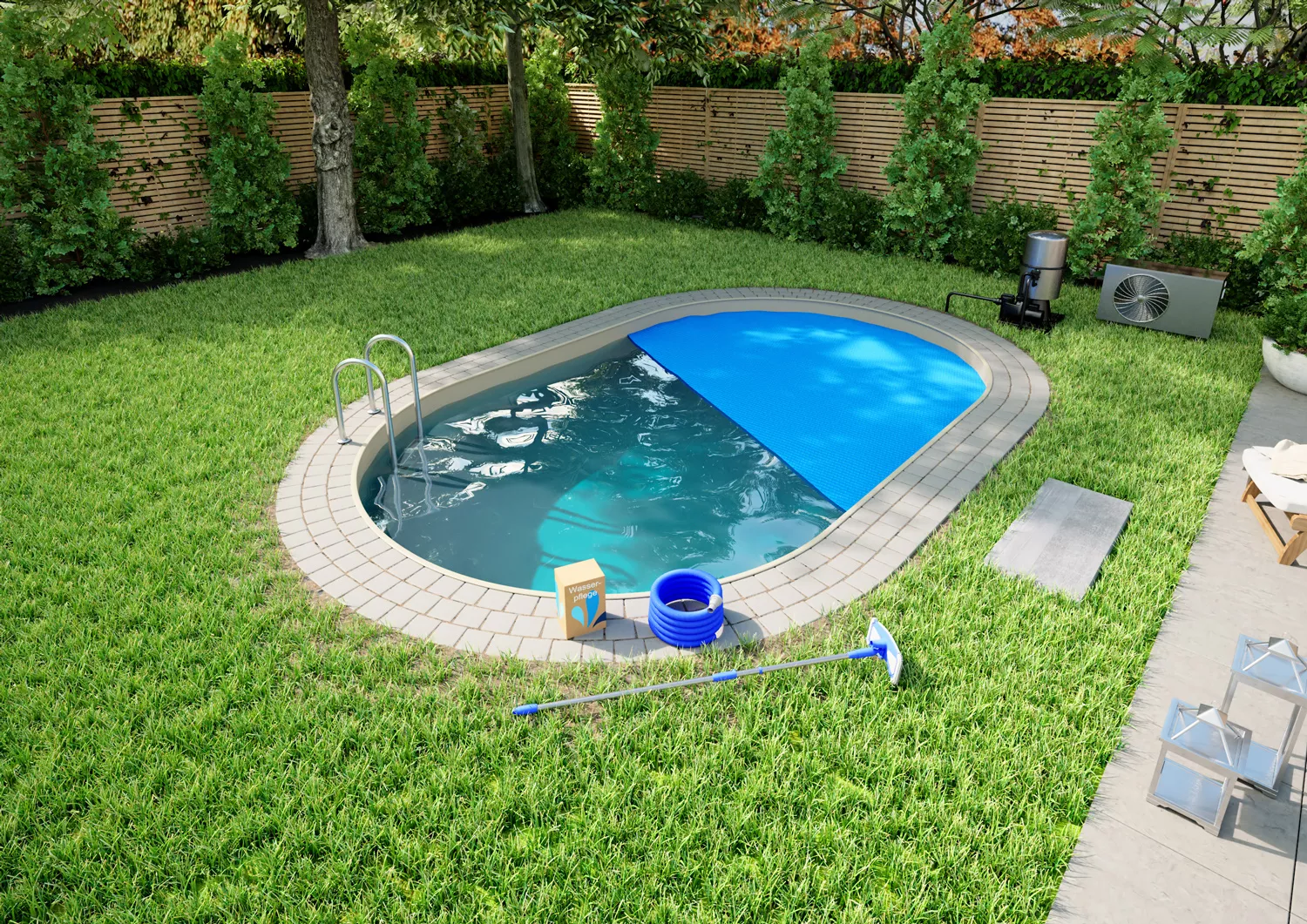 Stahlwandpool Komplettset Premium Oval Sand 0,8mm - 3,20m x 5,25m x 1,50m