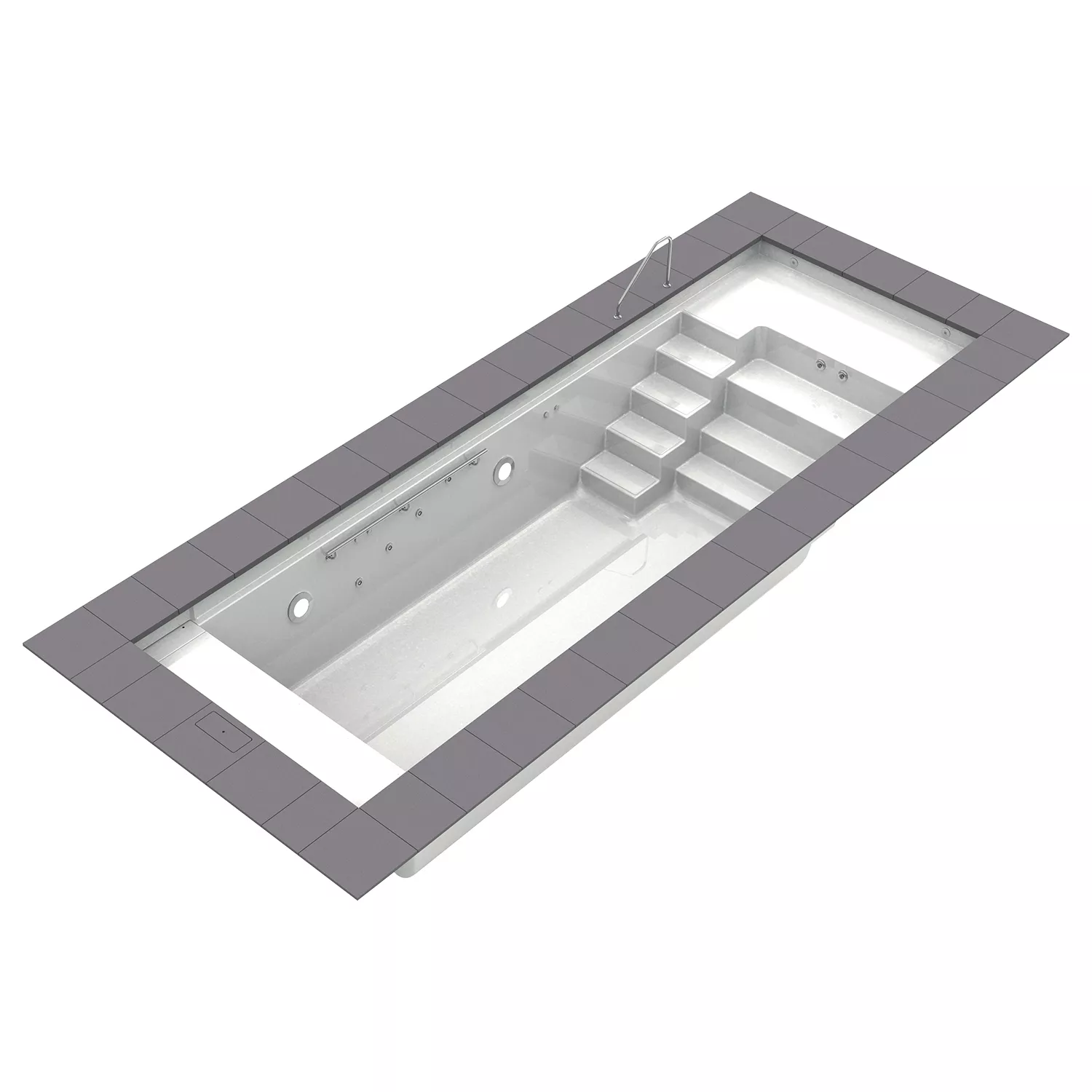 Reku Single S GFK-Fertigbecken mit Lounge - 700 x 270 cm