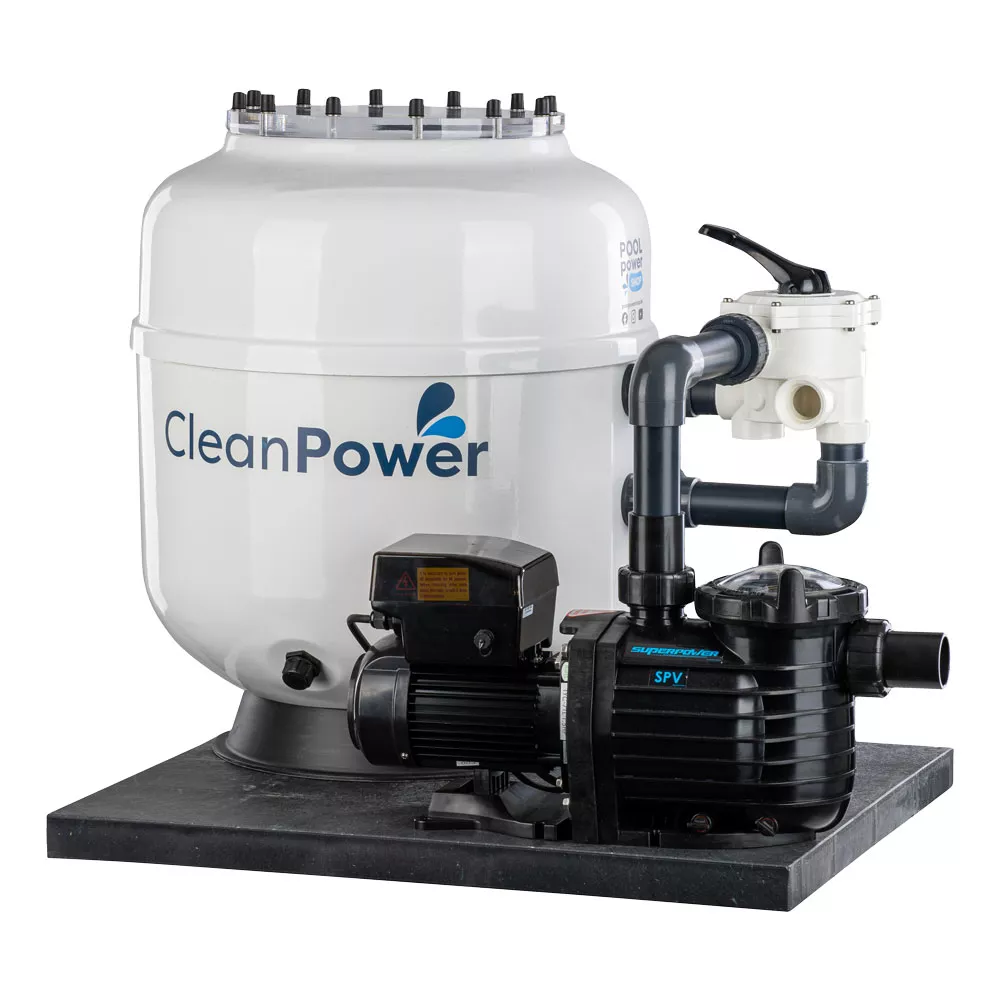 Sandfilteranlage Poolpowershop CleanPower Premium GFK 610 mit Emaux Super Power Pump VSP WiFi