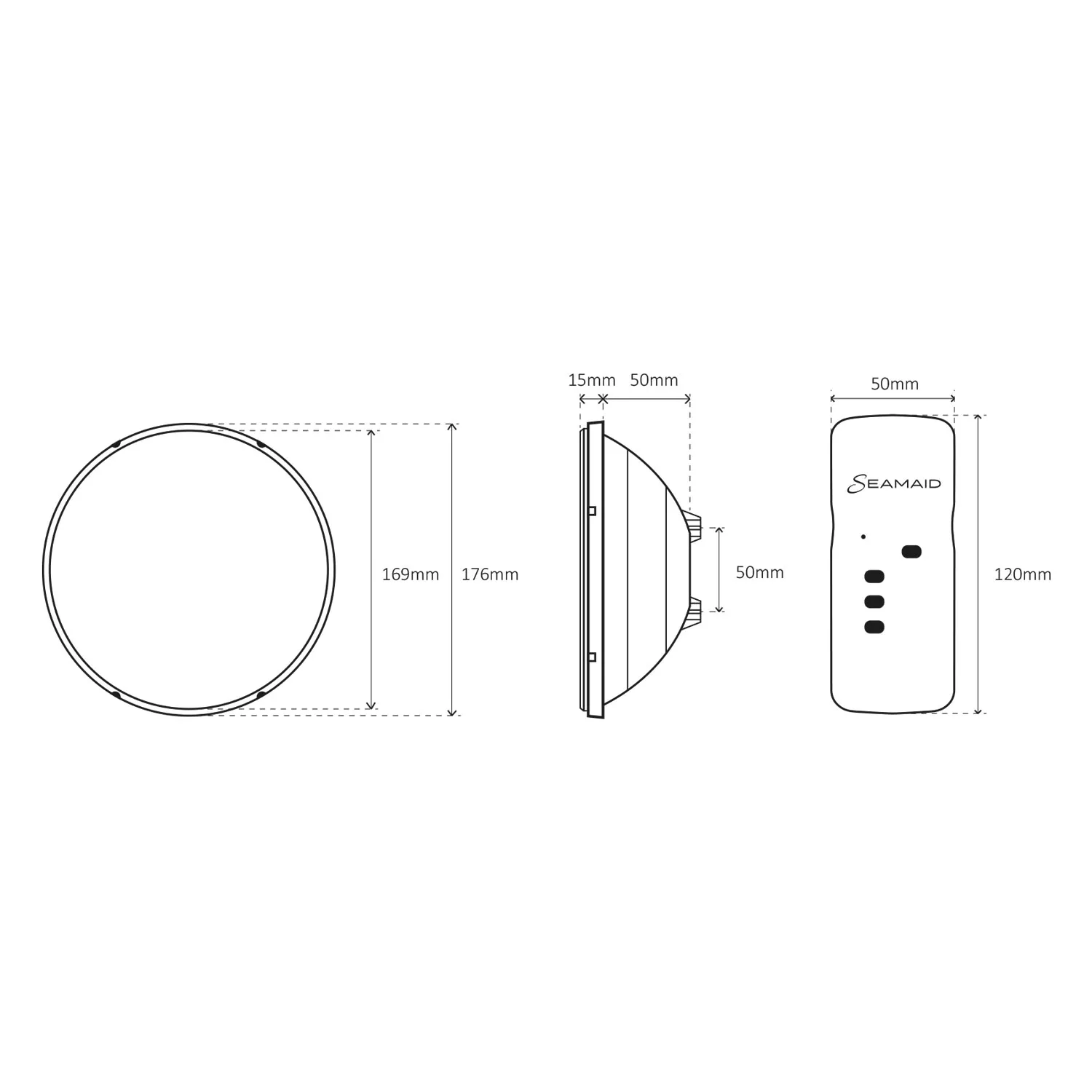 seamaid-led-ersatzleuchtmittel-abmessungen LED Seamaid Ersatzleuchtmittel weiß 13,5 W PAR56
