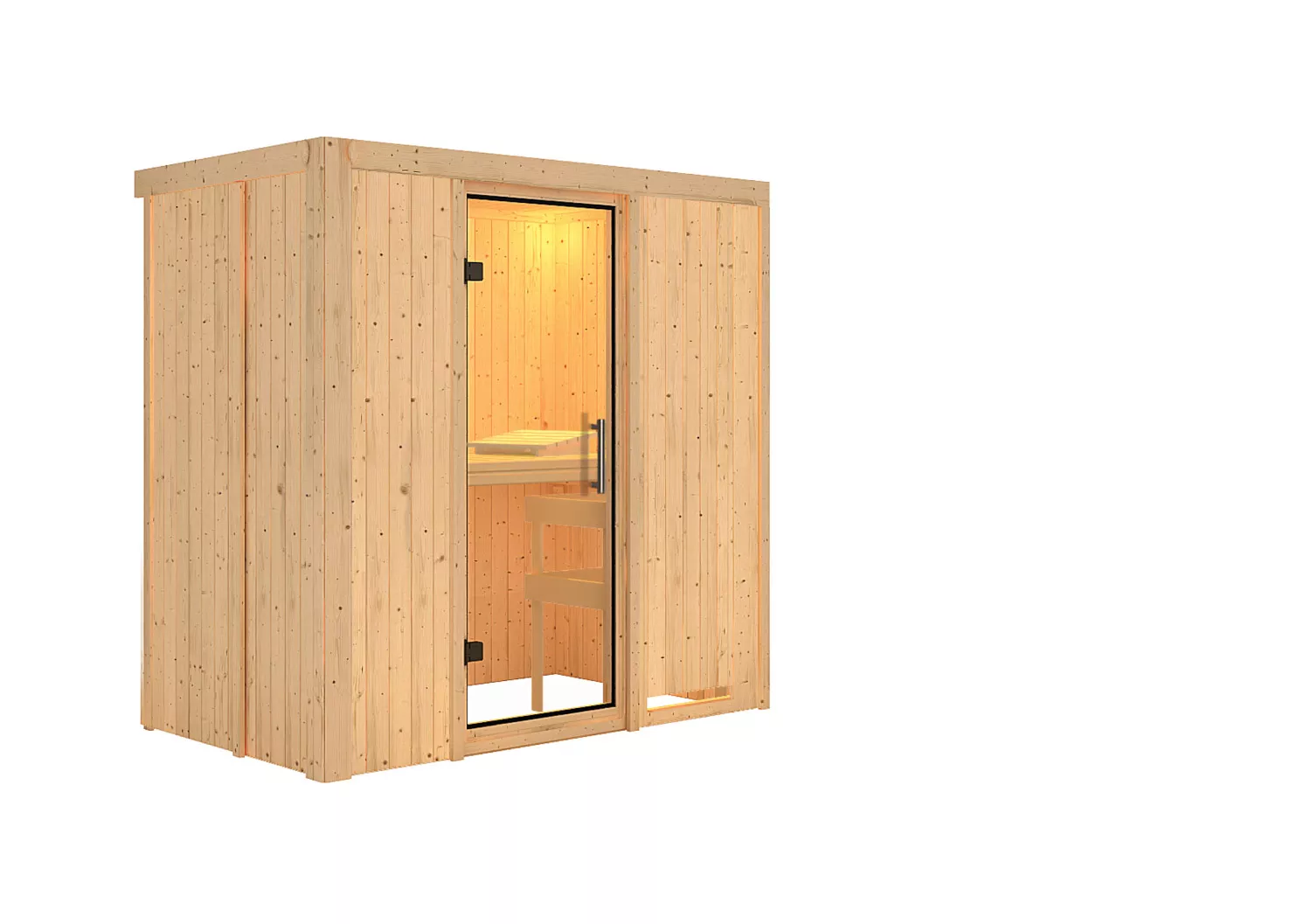 Karibu Classic Variado Systemsauna ohne Saunaofen und klarer Ganzglastür