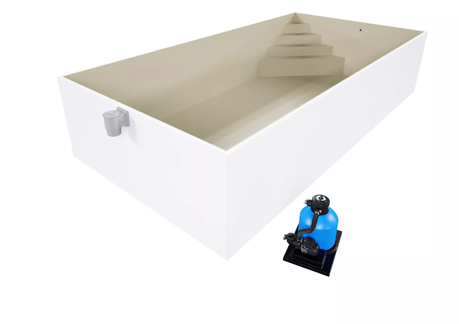 Isotherm-Pool Komplettset Basic sand mit Ecktreppe Oblique