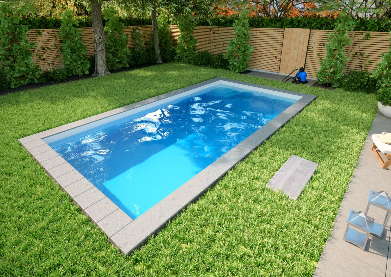 Styroporpool Komplettset Basic Weiß mit Ecktreppe Smaragd