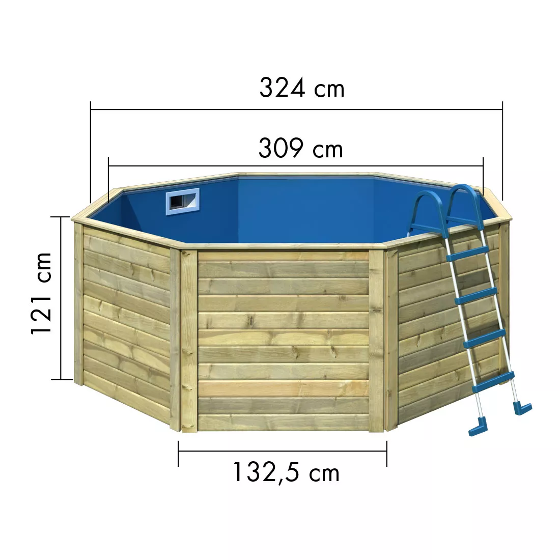 karibu-pool-x0-holzbecken-komplettset-rund-abmessungen Karibu Pool X0 Holzbecken Rund
