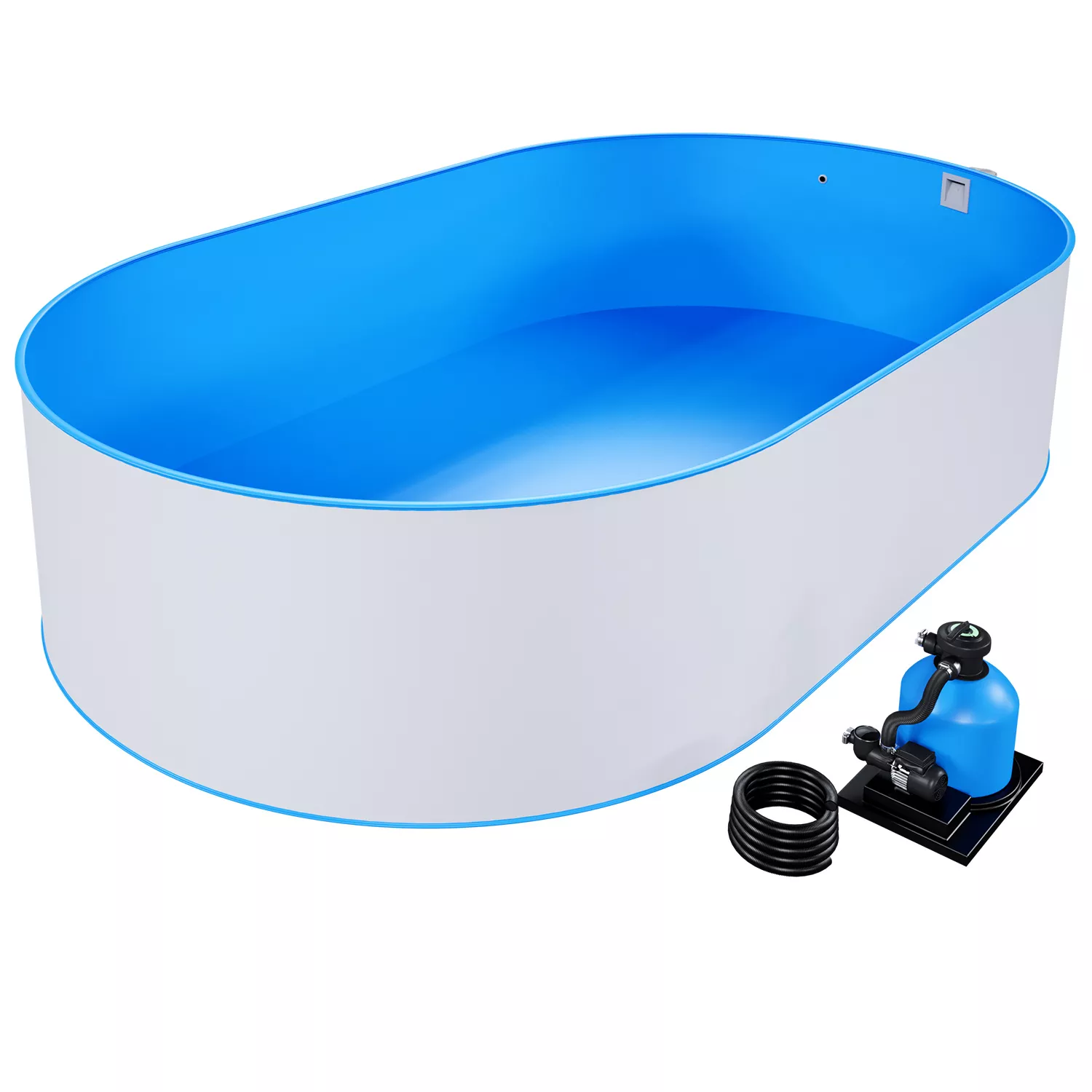 Studio-Ovaler-Pool-Eingelassen-Basic-Blau-HQ-001 Stahlwandpool Komplettset Basic Oval Blau