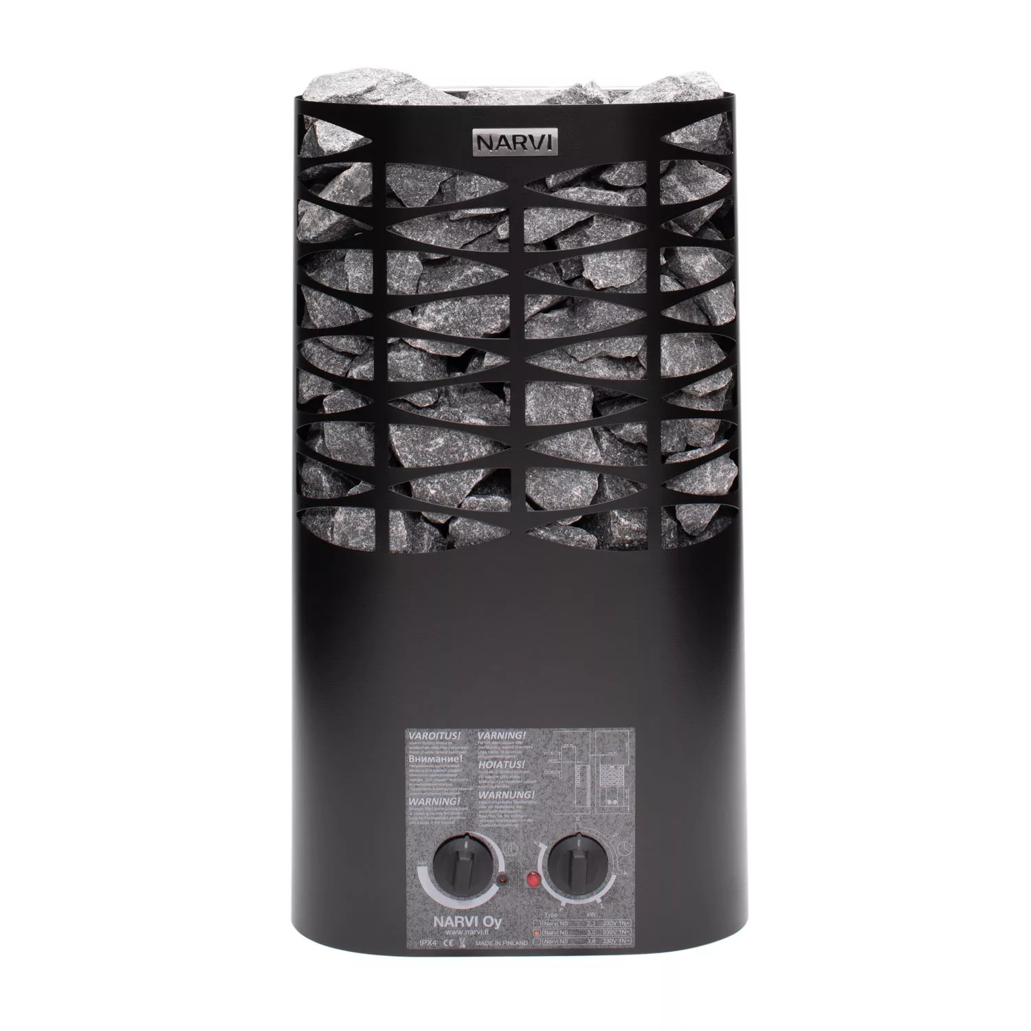narvi-tarmo-mini-schwarz-3-6-kw-saunaofen-inkl-steuerung-front Narvi Tarmo Mini Schwarz Saunaofen mit integr. Steuerung - 3,6 kW