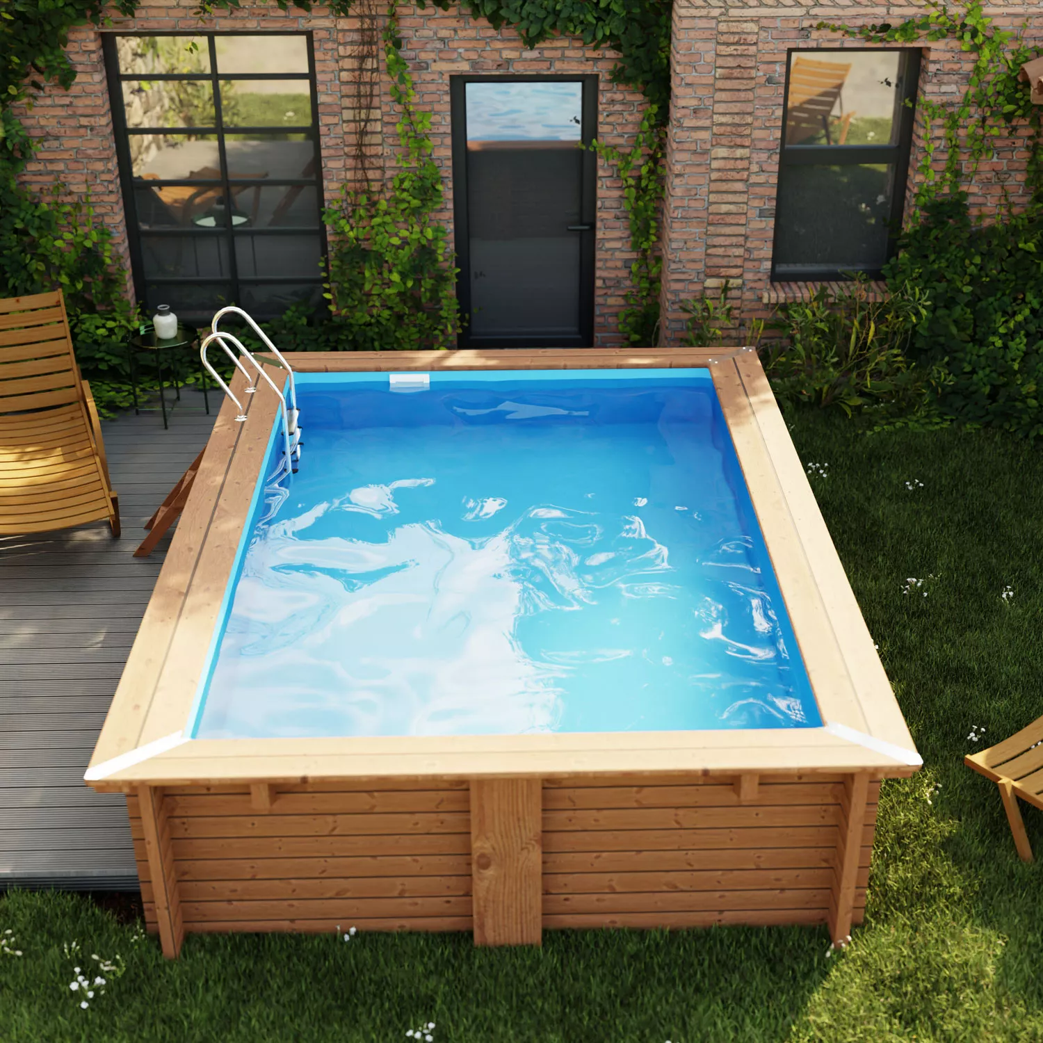 gre-marbella-holzpool-komplettset-rechteckig-garten Gre Marbella 2 Holzpool Komplettset Rechteckig Blau - 420 x 270 x 117 cm