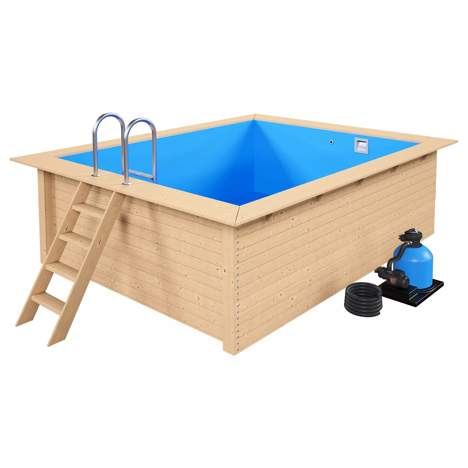 Rechteckpool-blau_1 Holzpool Komplettset Rechteckig