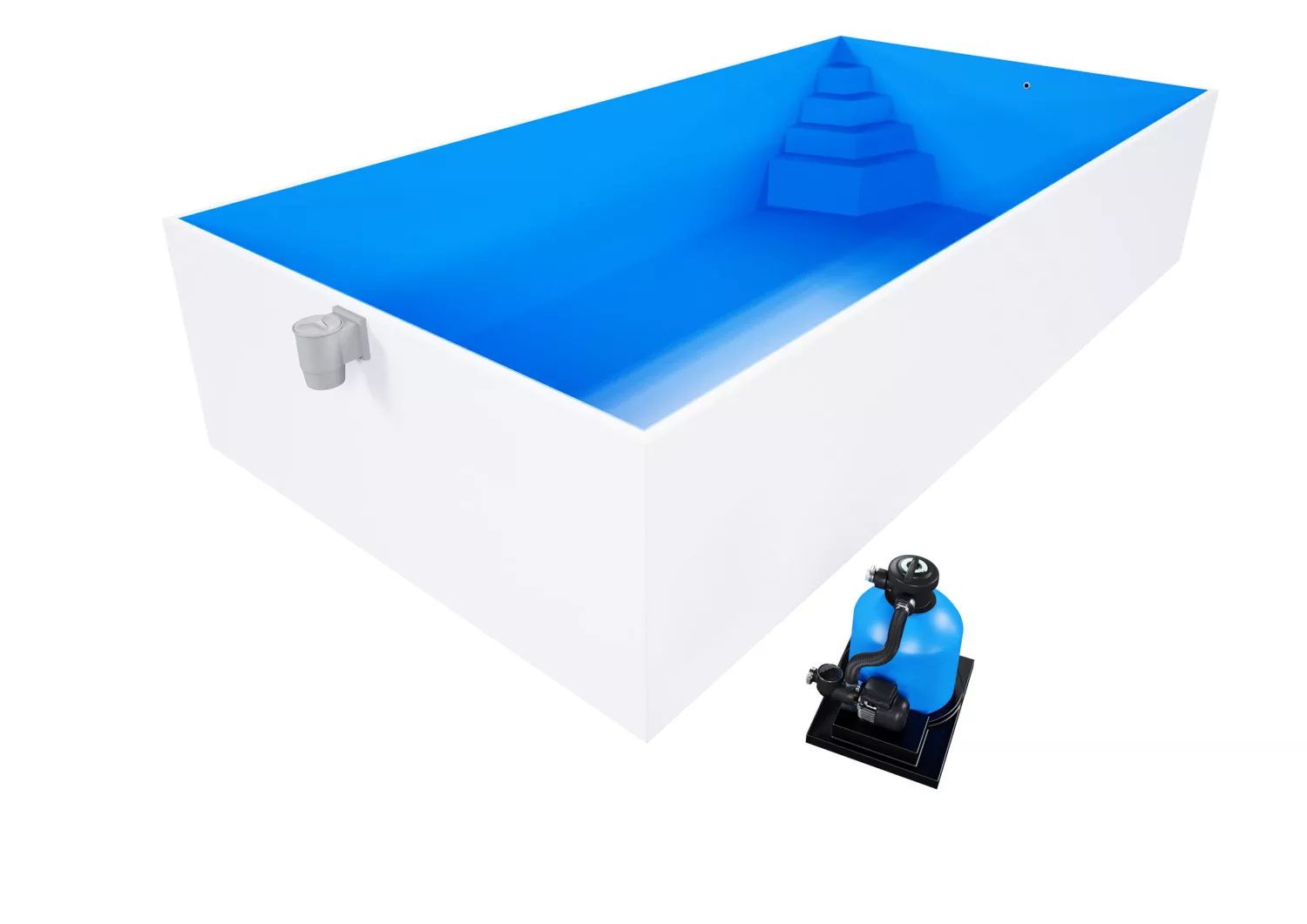 Isotherm-Pool Komplettset Basic blau mit Ecktreppe Smaragd