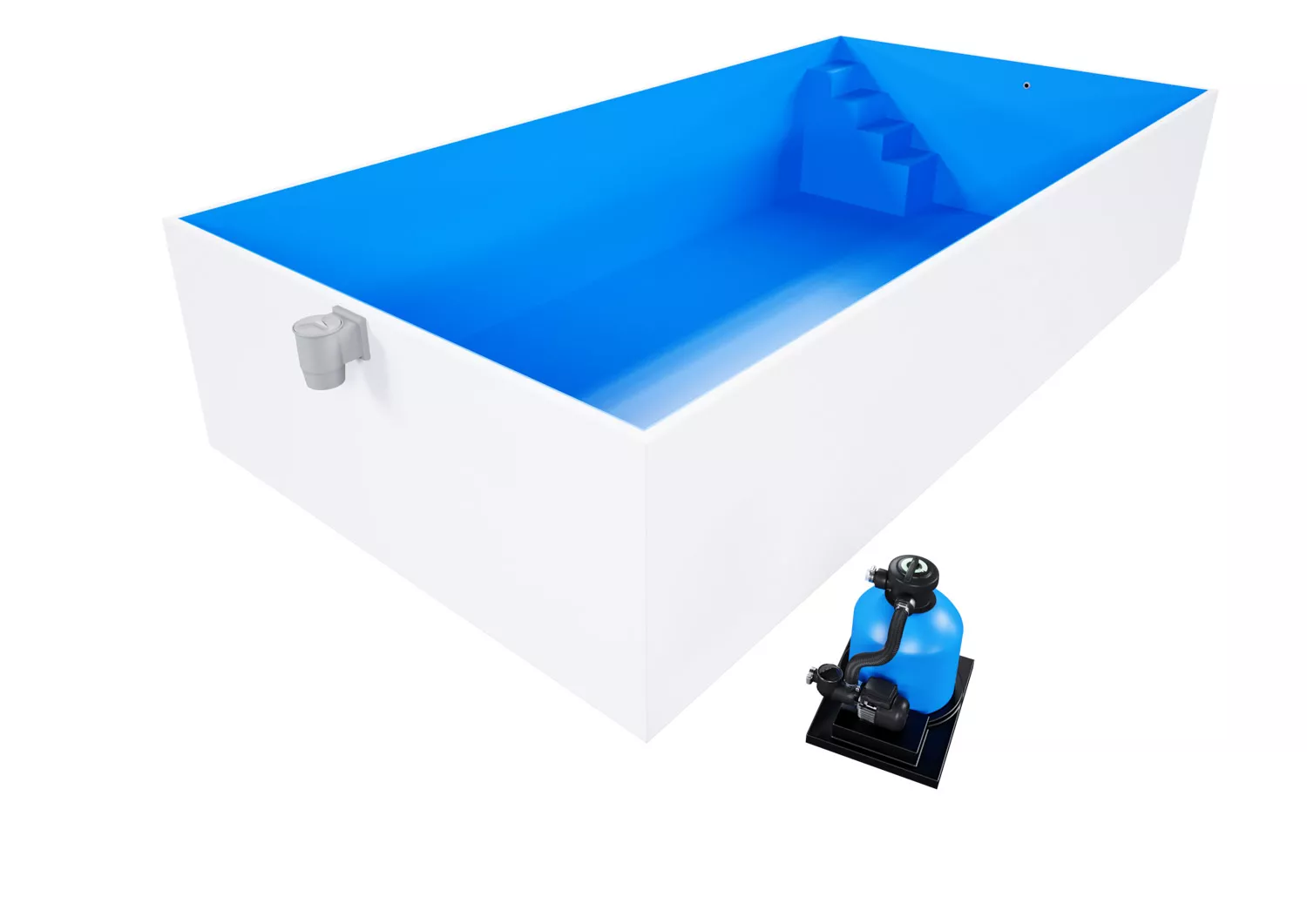 Isotherm-Pool Komplettset Basic blau mit Ecktreppe Variofit