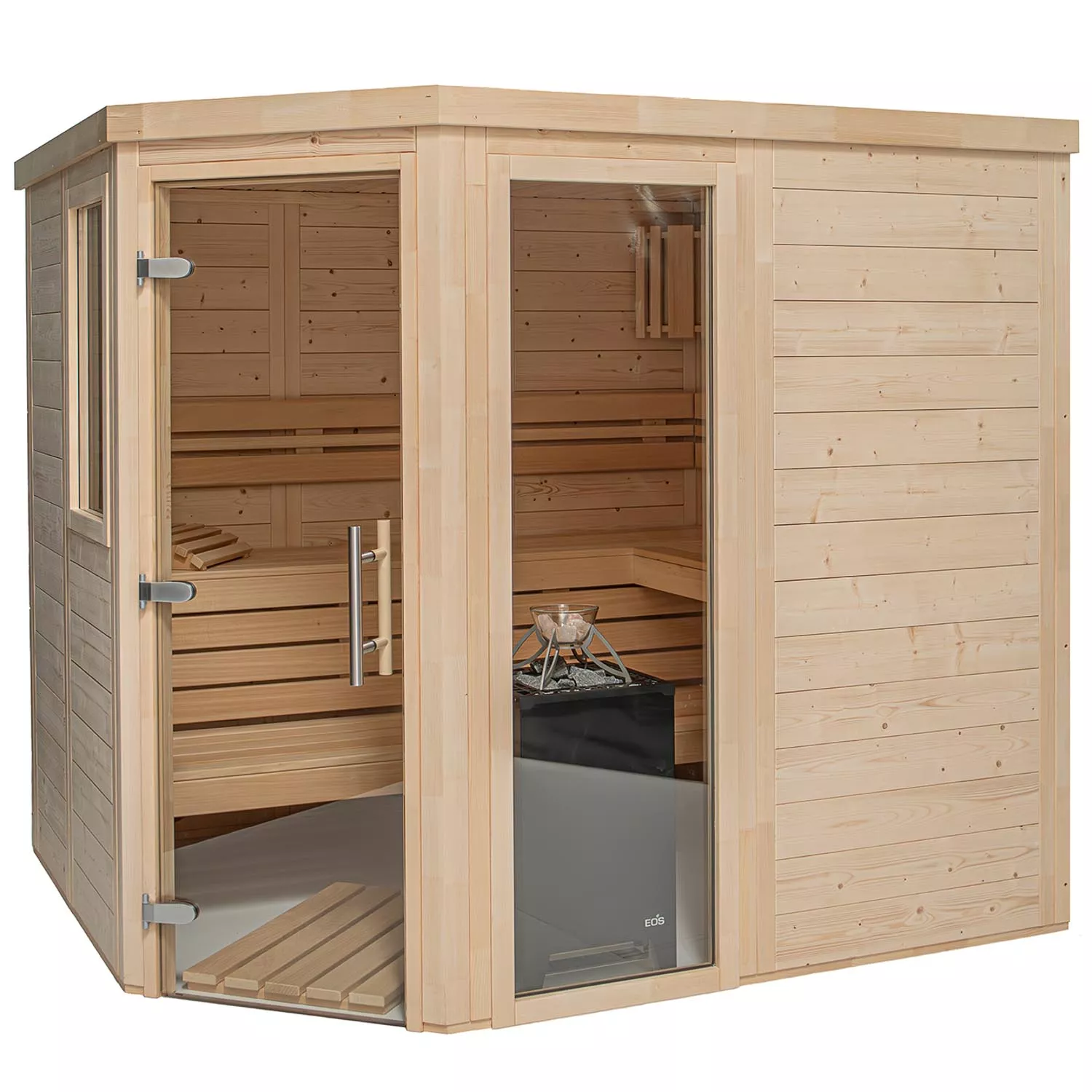Blockbohlensauna Brillant 5-Eck 1.99x1.99 m 