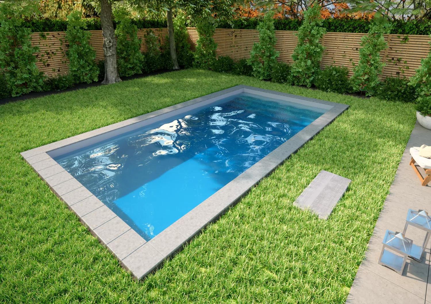 Styroporpool Hellgrau mit Treppe Colossos 