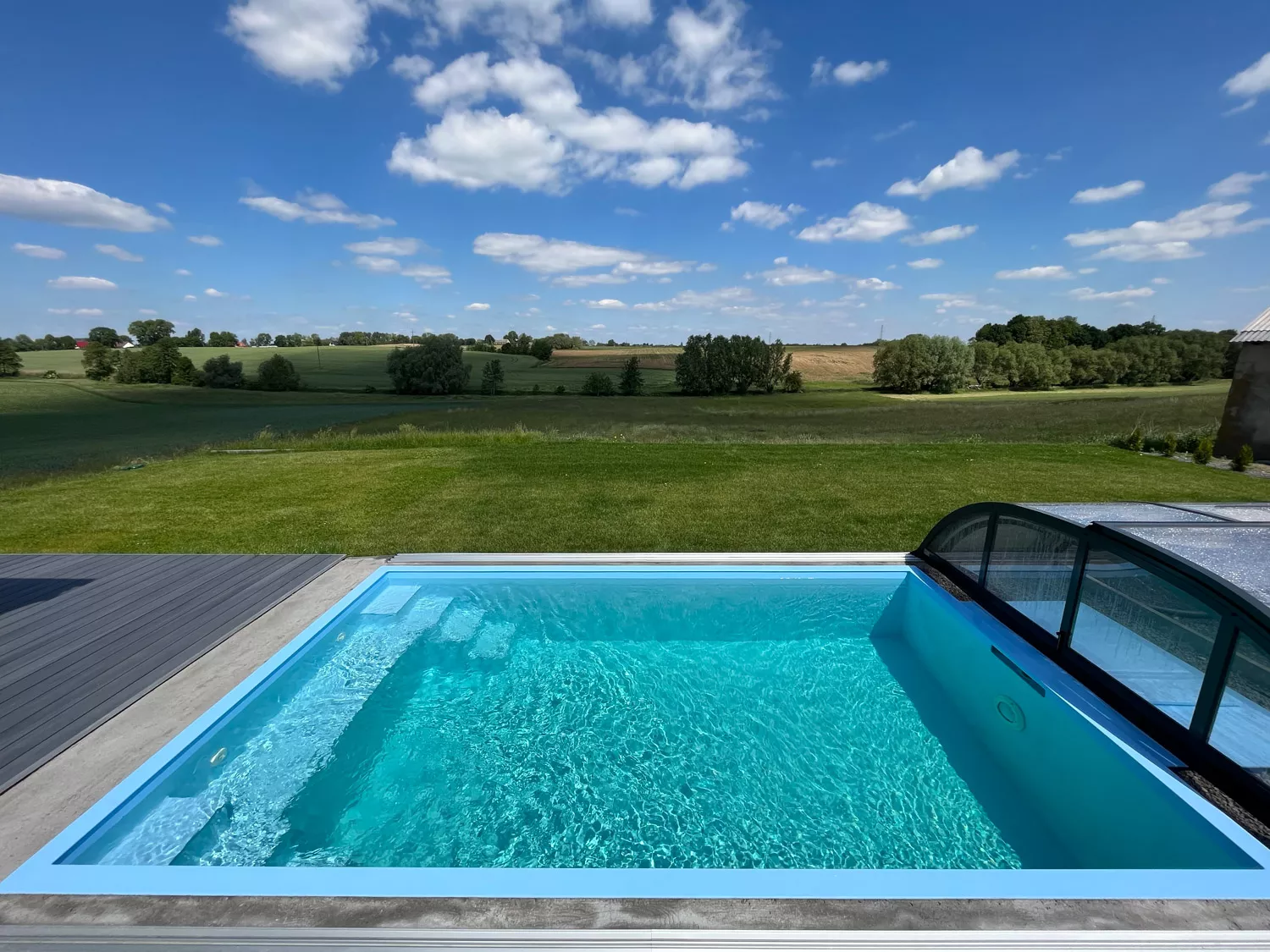 PP-Pool Komplettset Premium Blau mit Horizon-Überdachung - 8,00 x 3,00 x 1,36 m