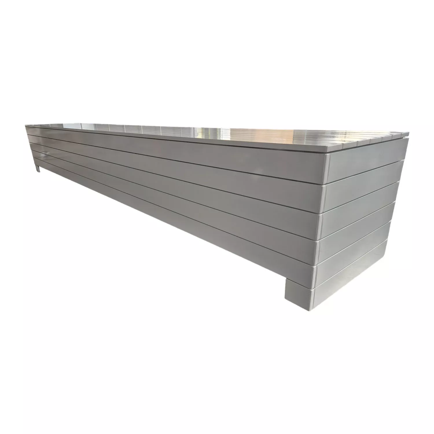 alu-box-seitlich2 Poolpowershop Aufrollvorrichtung für Poolrolladen - 3,00 m Breite, Silbergrau Aluminium